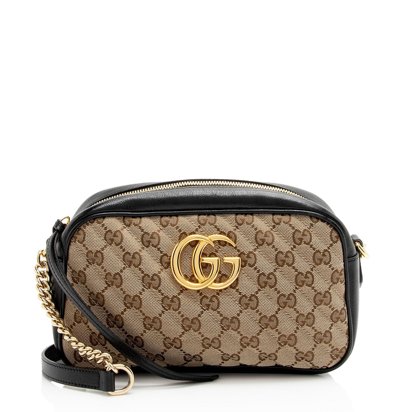 Gucci GG Marmont SHF-OkDG16 Leather Canvas Black Beige Crossbody Bag