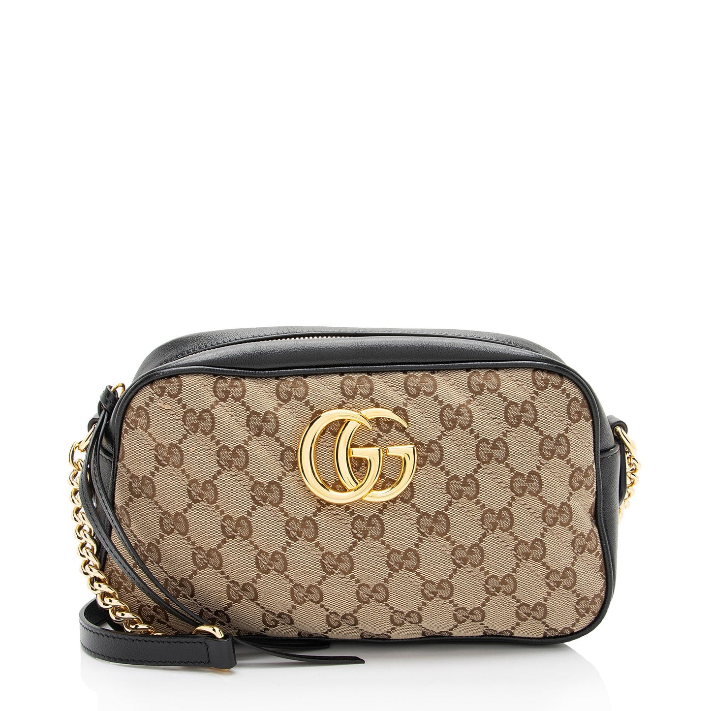 Gucci GG Marmont SHF-vFaifH Leather Canvas Black Brown Crossbody Bag