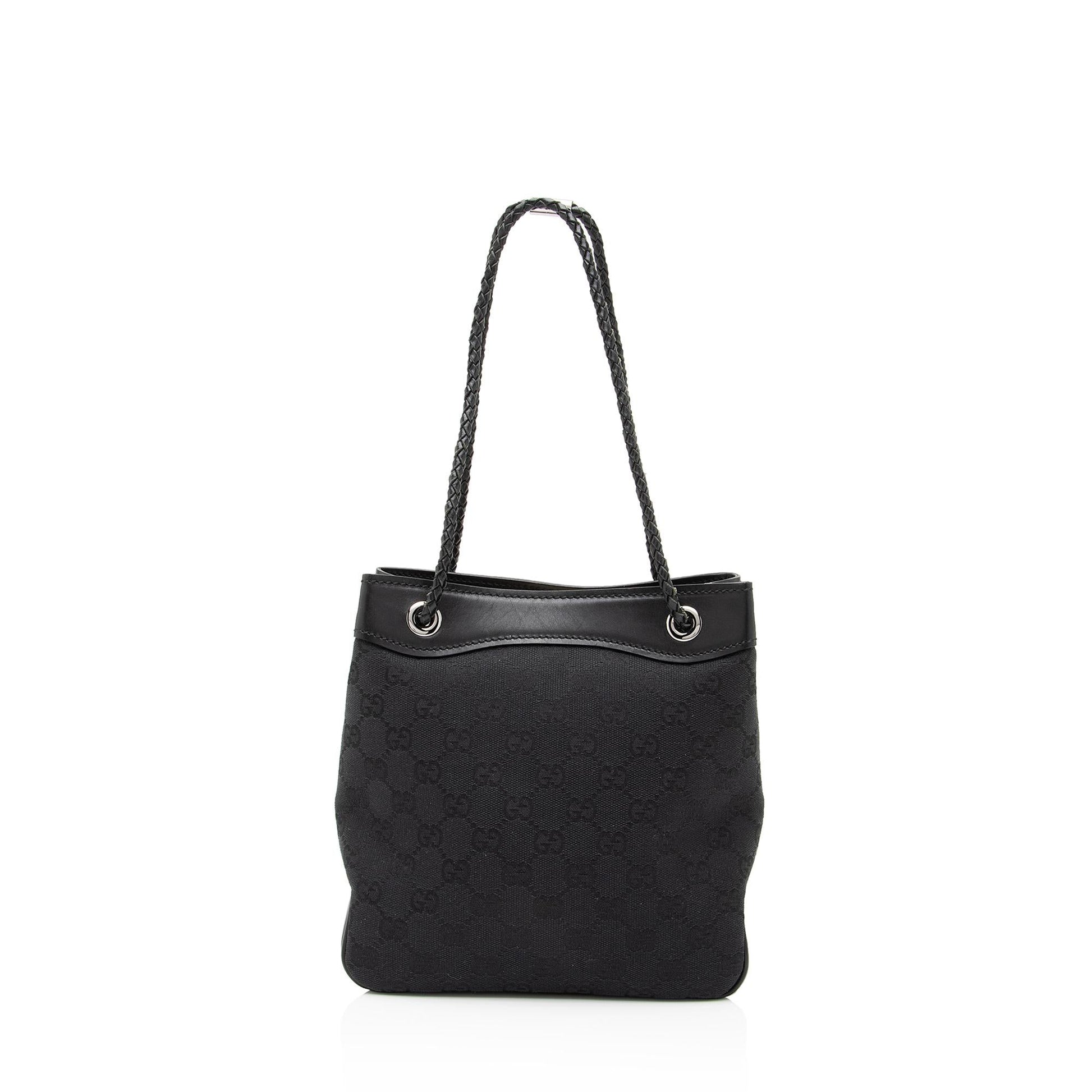 Gucci GG Gifford SHF-X9PAGw Leather Canvas Black Small Tote Bag