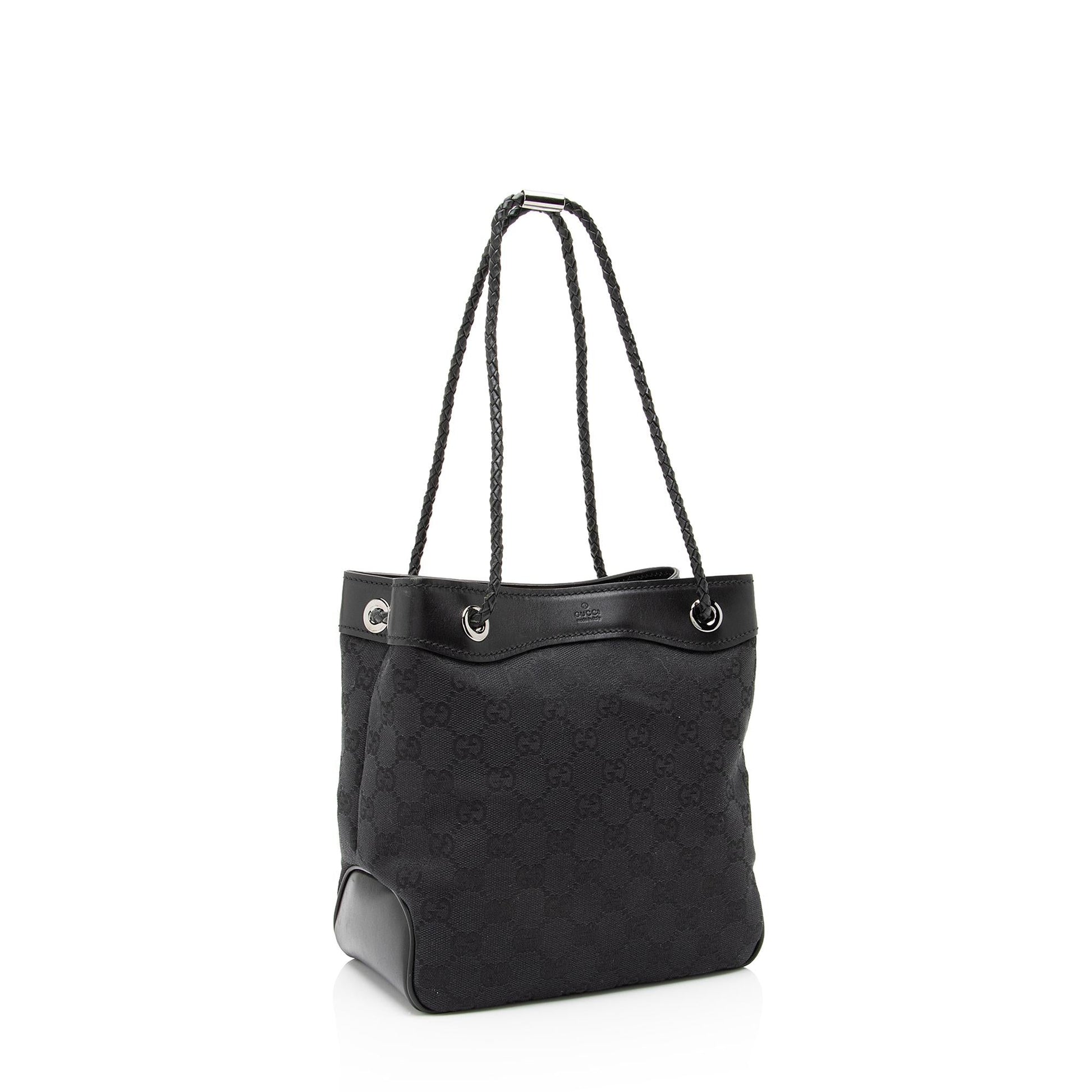 Gucci GG Gifford SHF-X9PAGw Leather Canvas Black Small Tote Bag
