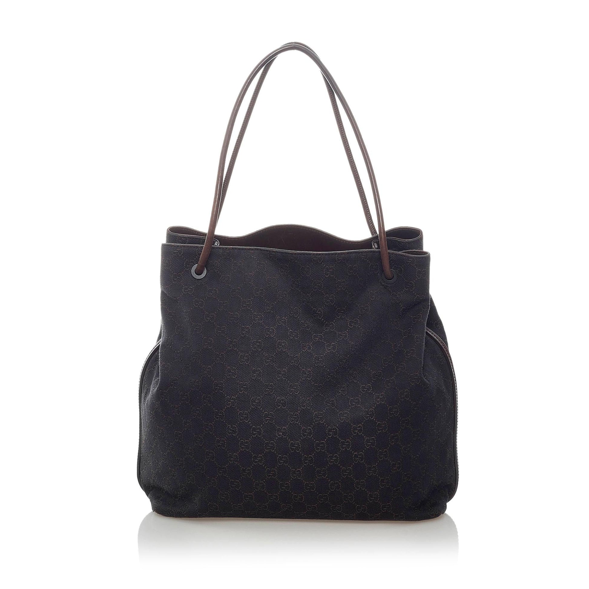 Gucci GG Gifford SHG Canvas Black Brown Tote Bag