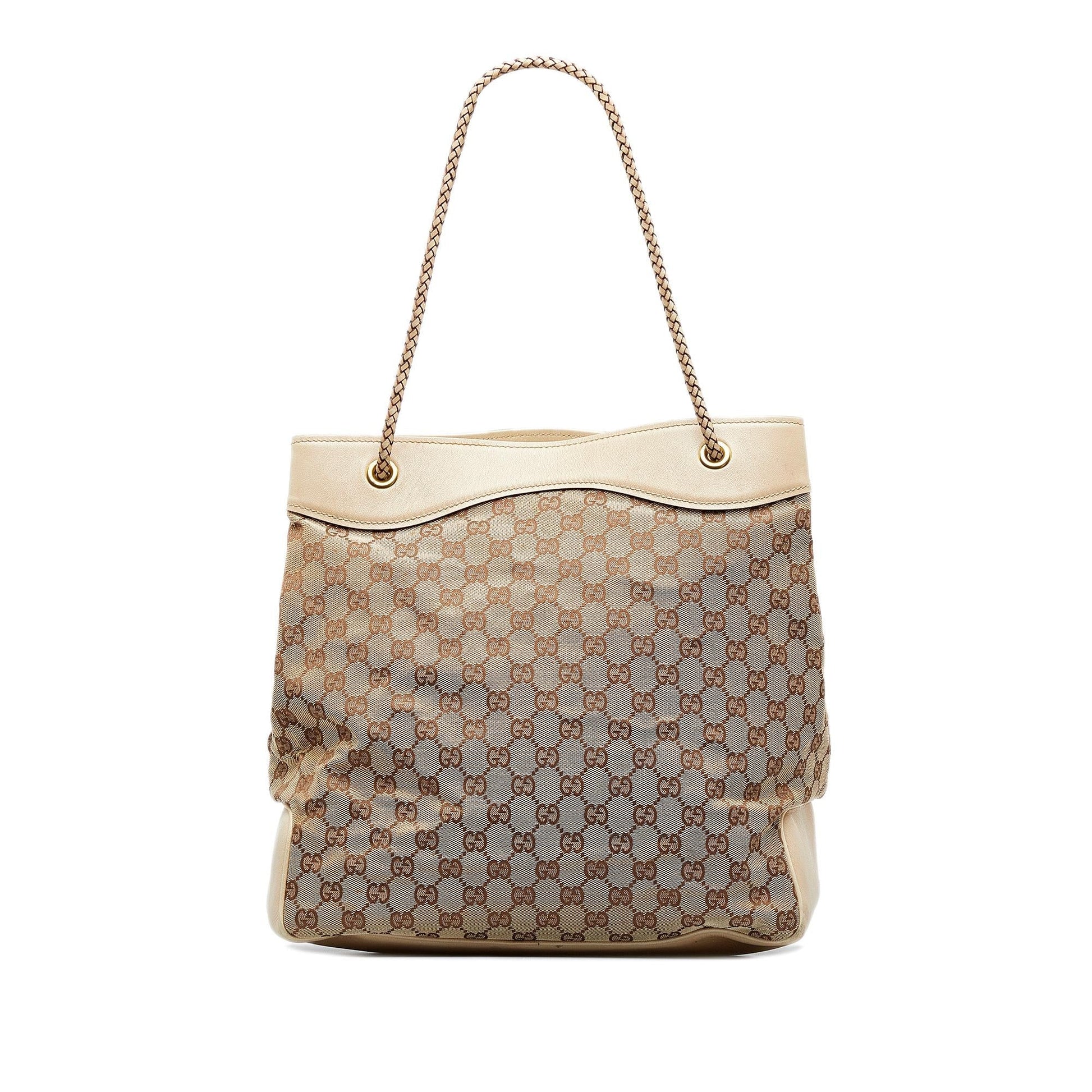 Gucci GG Gifford SHG-2v9wsW Canvas Calf White Brown Tote Bag