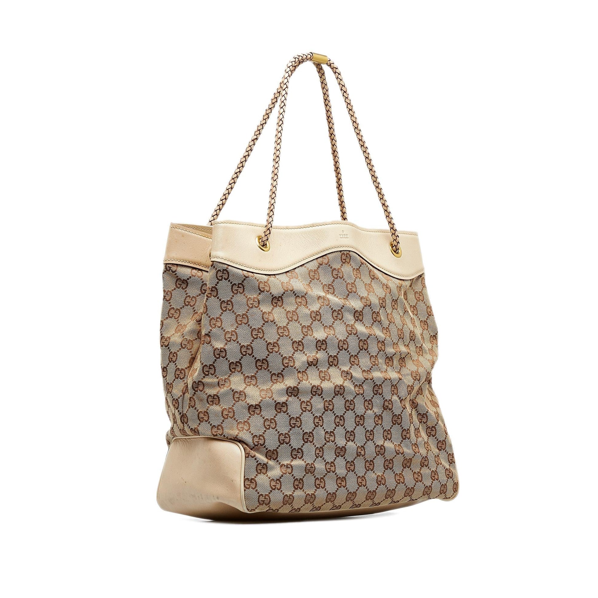 Gucci GG Gifford SHG-2v9wsW Canvas Calf White Brown Tote Bag