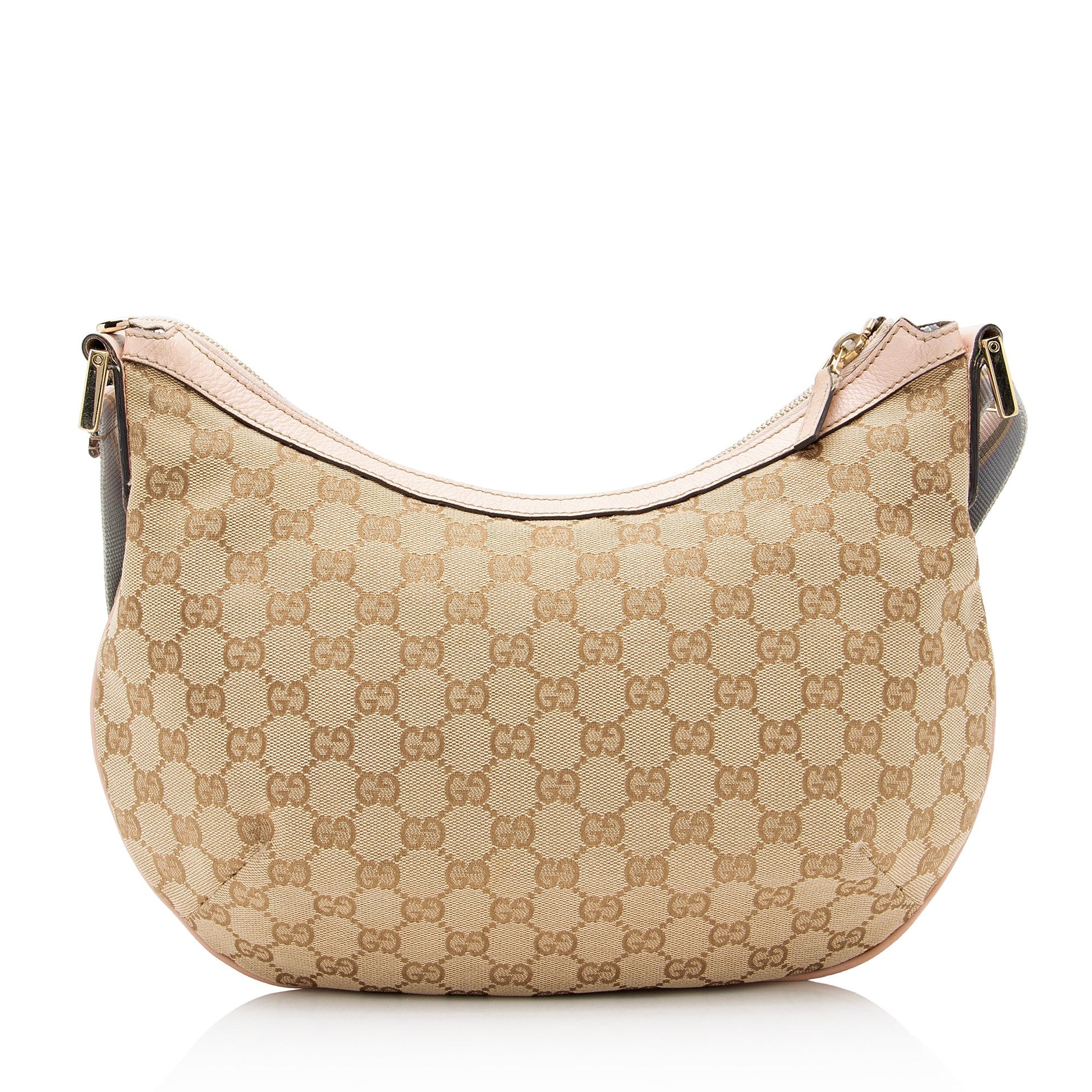 Gucci GG Half Moon Messenger SHF-3lgdQ3 Leather Canvas Nylon Beige Shoulder Bag