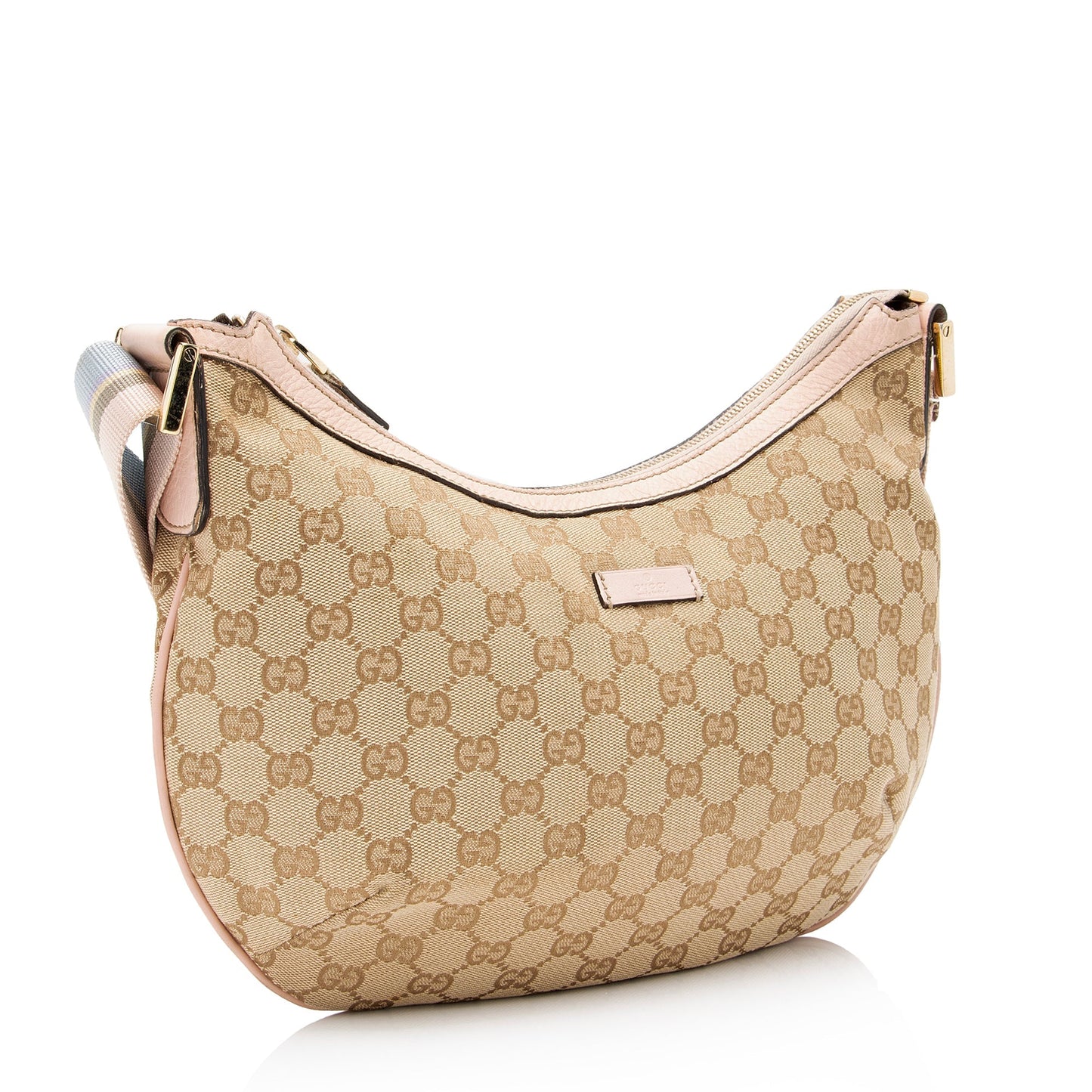 Gucci GG Half Moon Messenger SHF-3lgdQ3 Leather Canvas Nylon Beige Shoulder Bag
