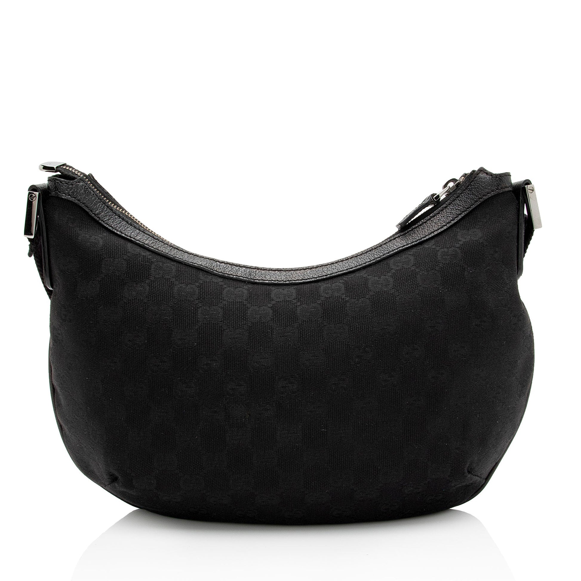 Gucci GG Half Moon Messenger SHF-aTmqfv Leather Canvas Nylon Black Shoulder Bag