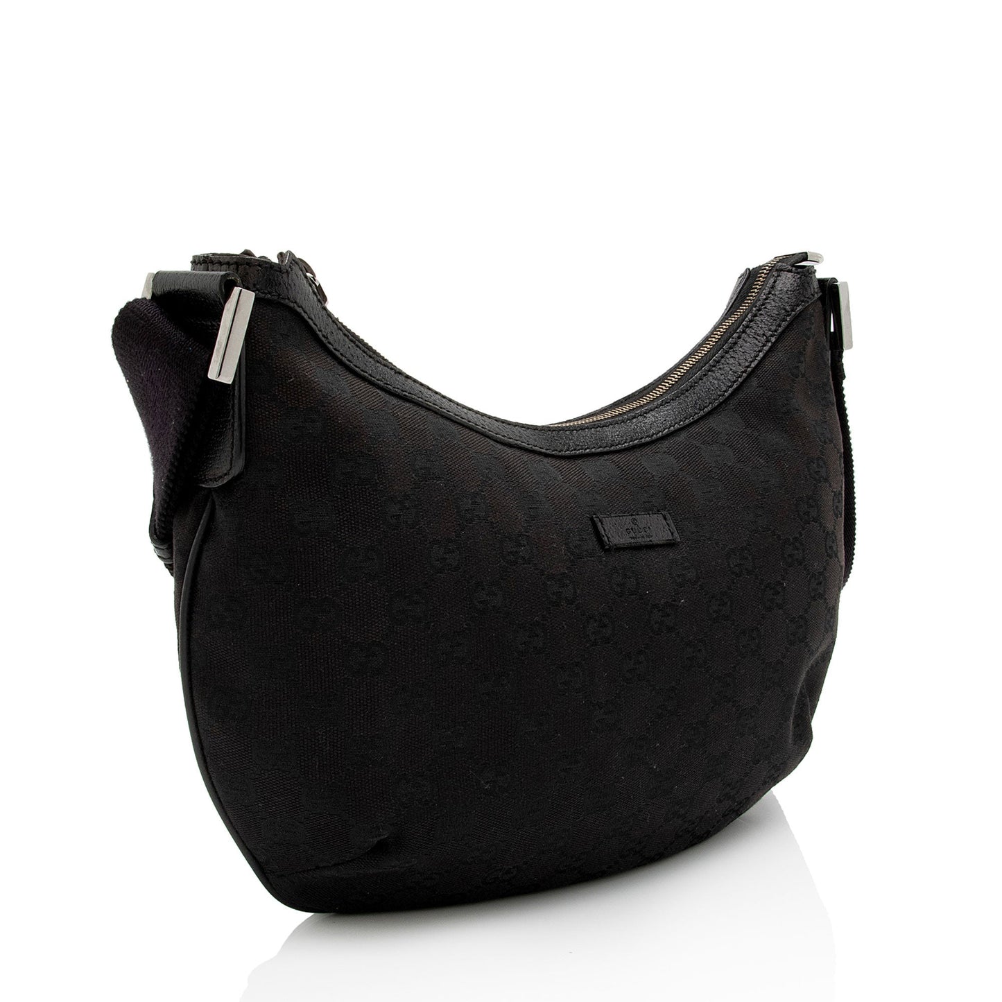 Gucci GG Half Moon Messenger SHF-aTmqfv Leather Canvas Nylon Black Shoulder Bag