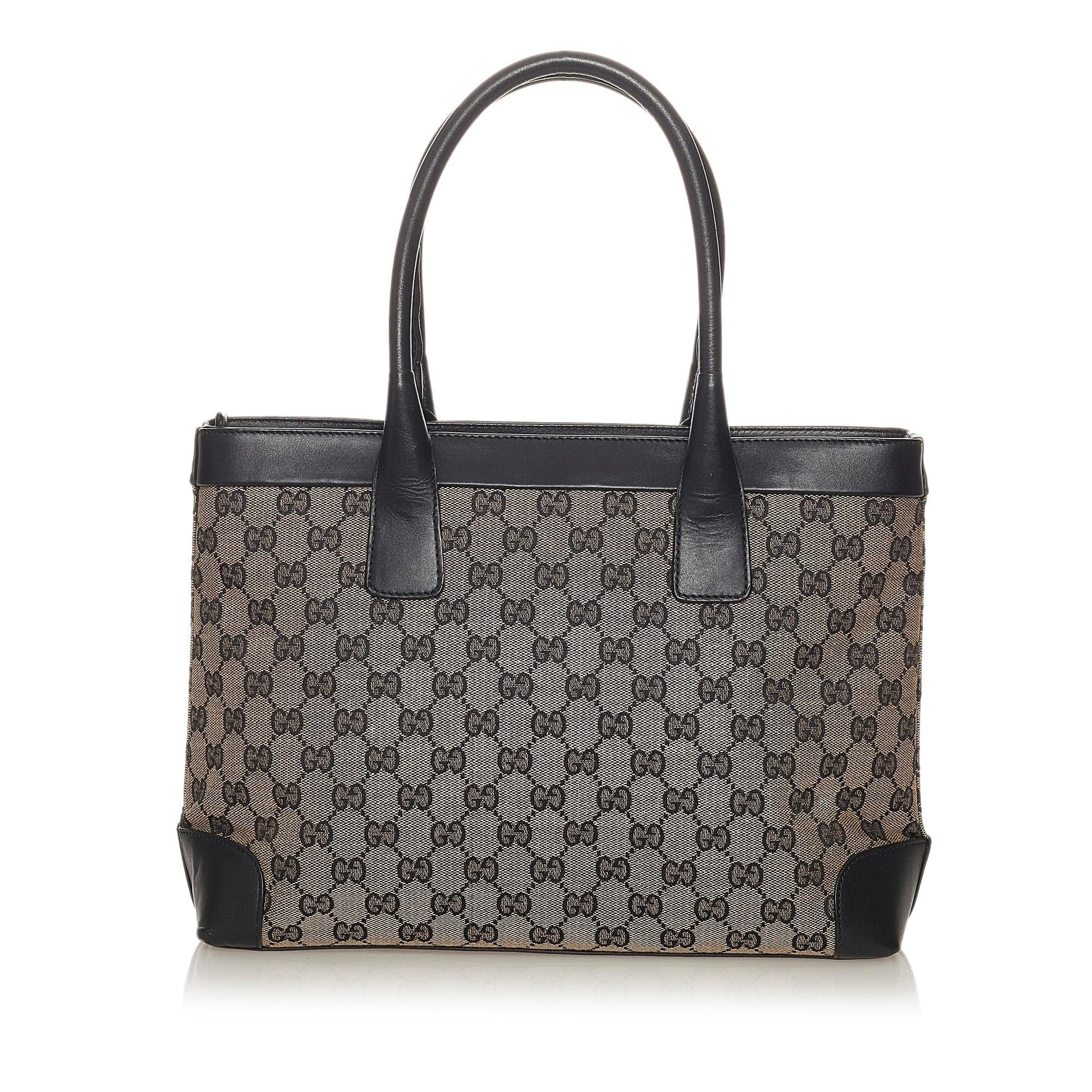 Gucci GG SHG Canvas Brown Satchel Bag 6