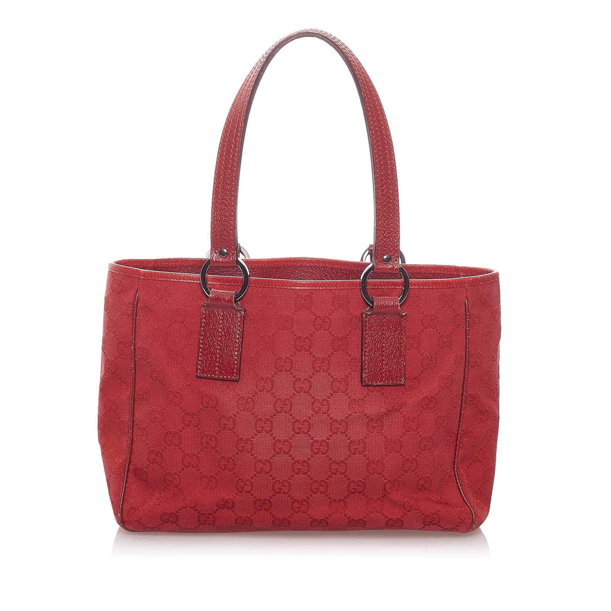 Gucci GG SHG Canvas Red Satchel Bag 3