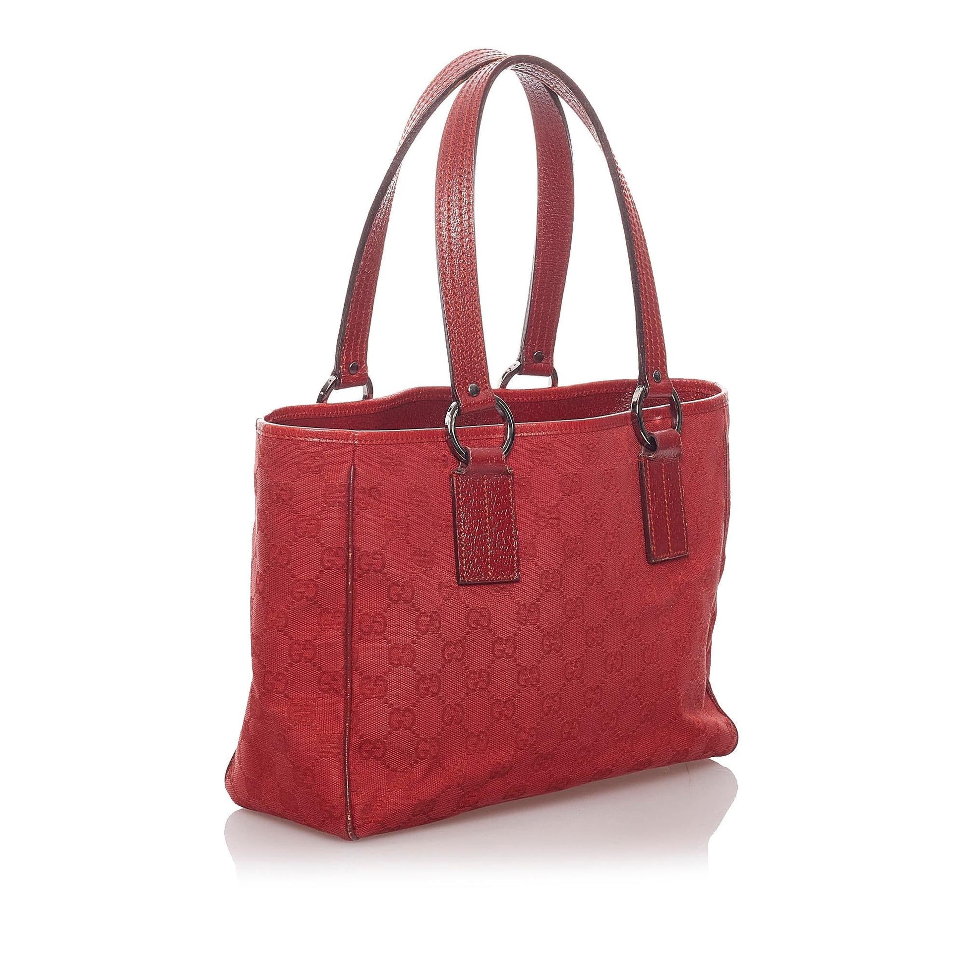 Gucci GG SHG Canvas Red Satchel Bag 3