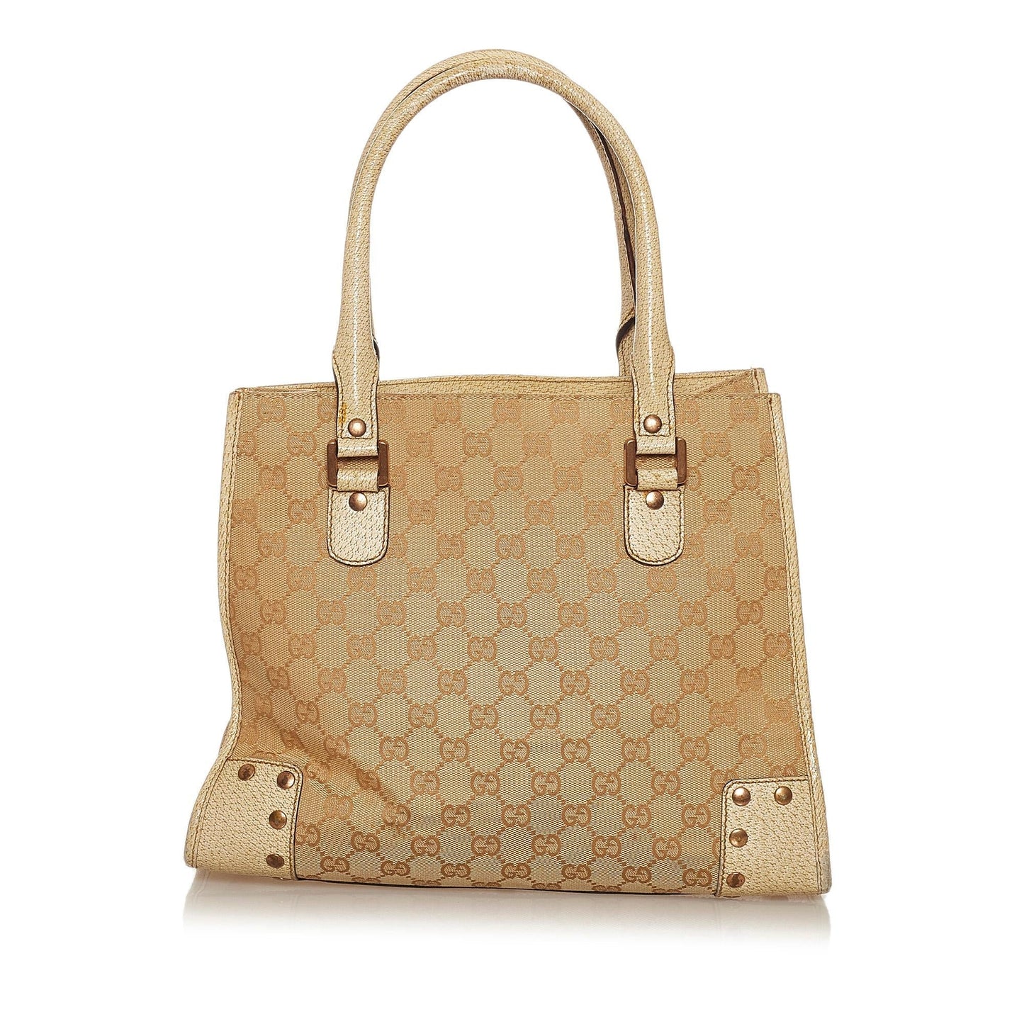 Gucci GG SHG Canvas White Brown Satchel Bag
