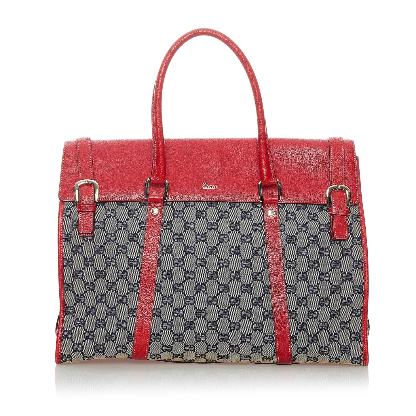 Gucci GG SHG Canvas Brown Grey Satchel Bag