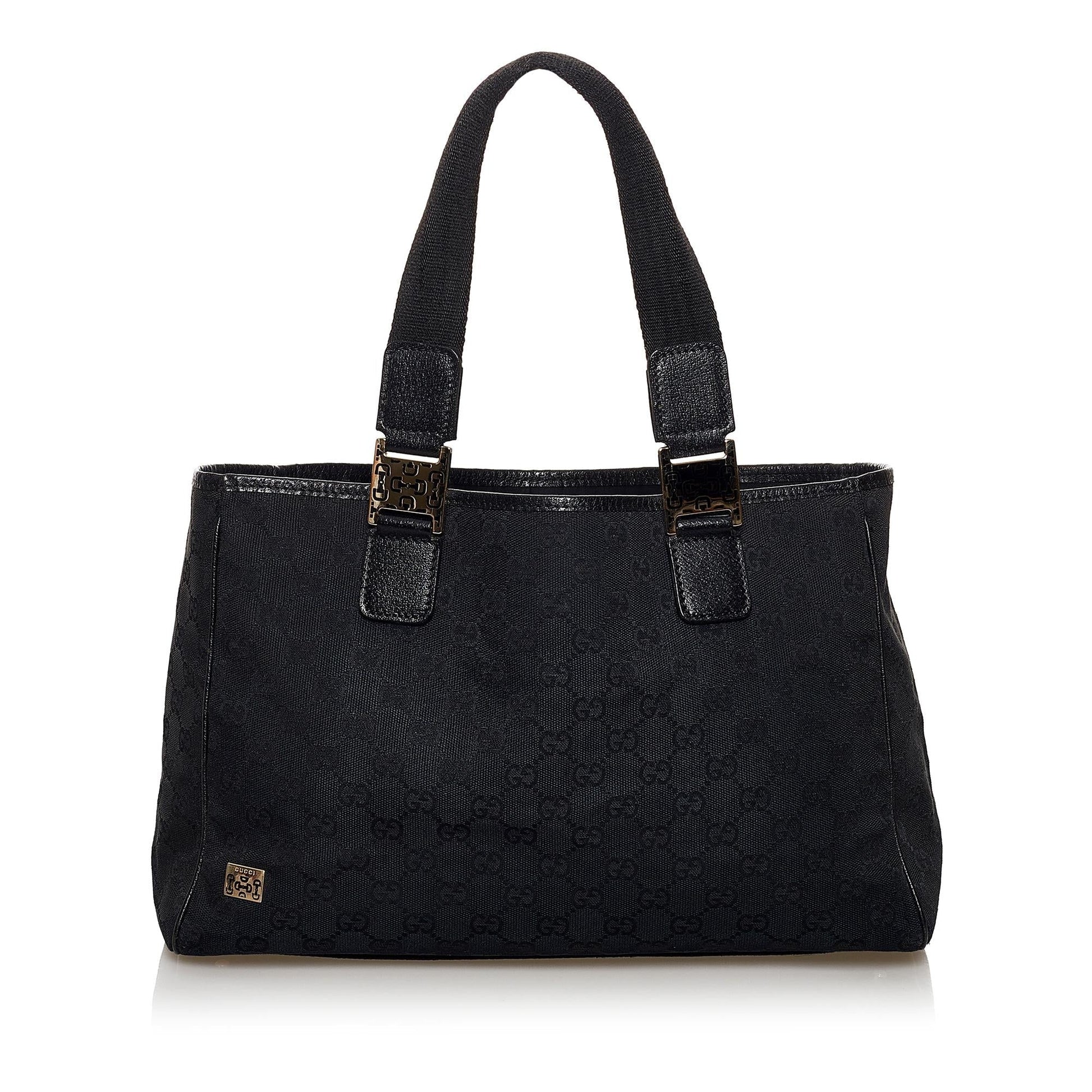 Gucci GG SHG Canvas Calf Black Satchel Bag 3