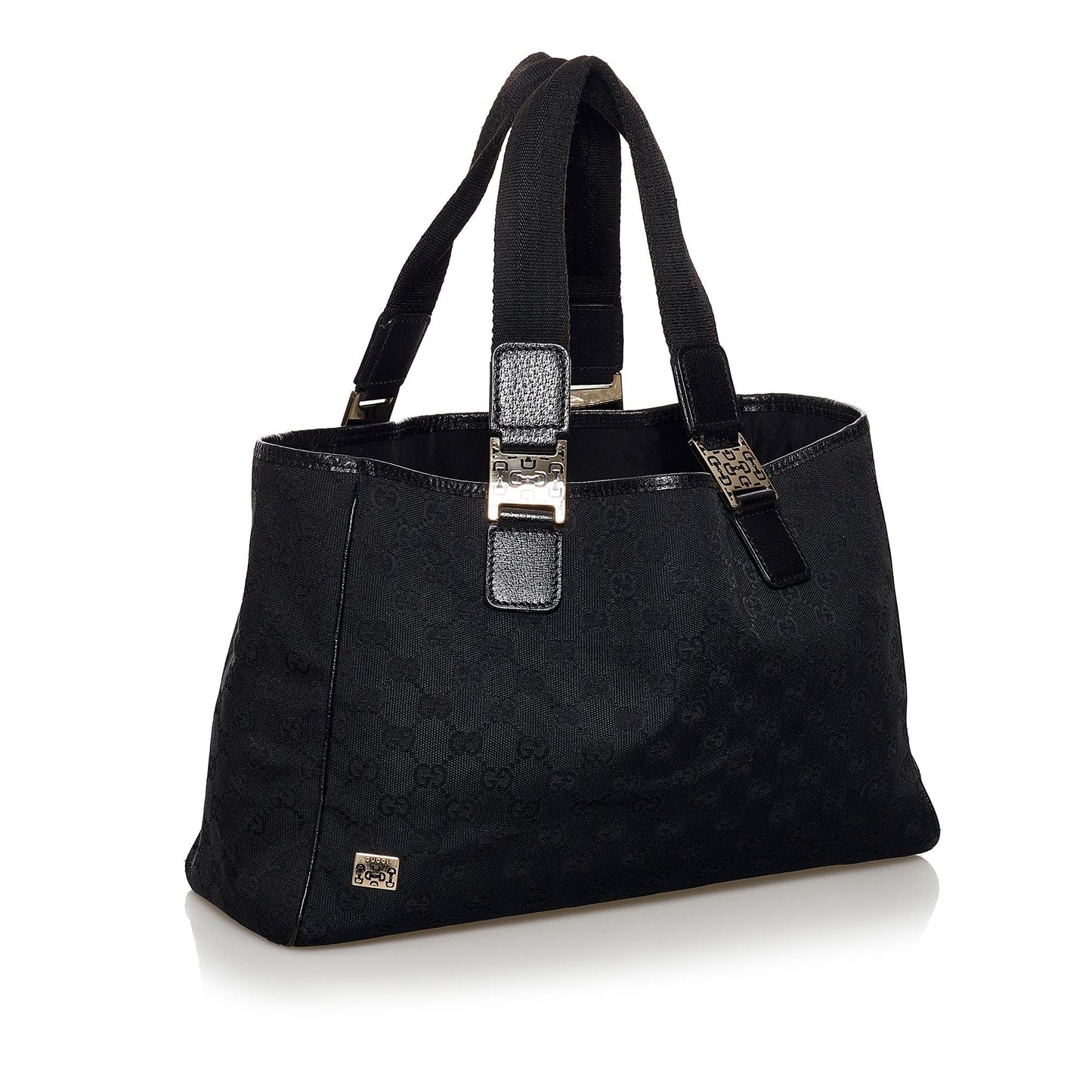 Gucci GG SHG Canvas Calf Black Satchel Bag 3