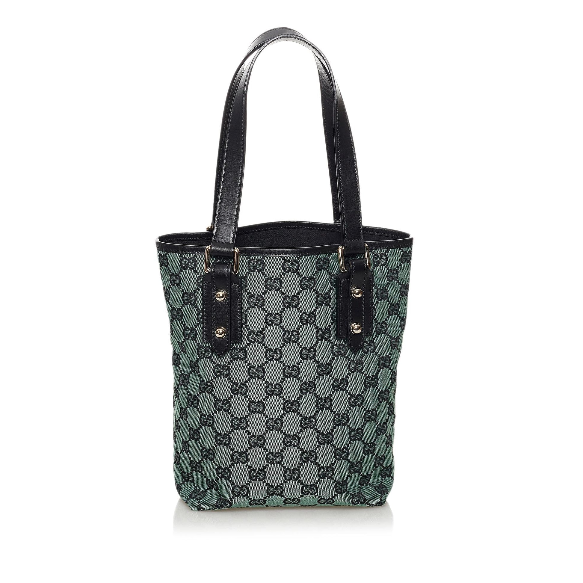 Gucci GG SHG Canvas Calf Blue Grey Satchel Bag