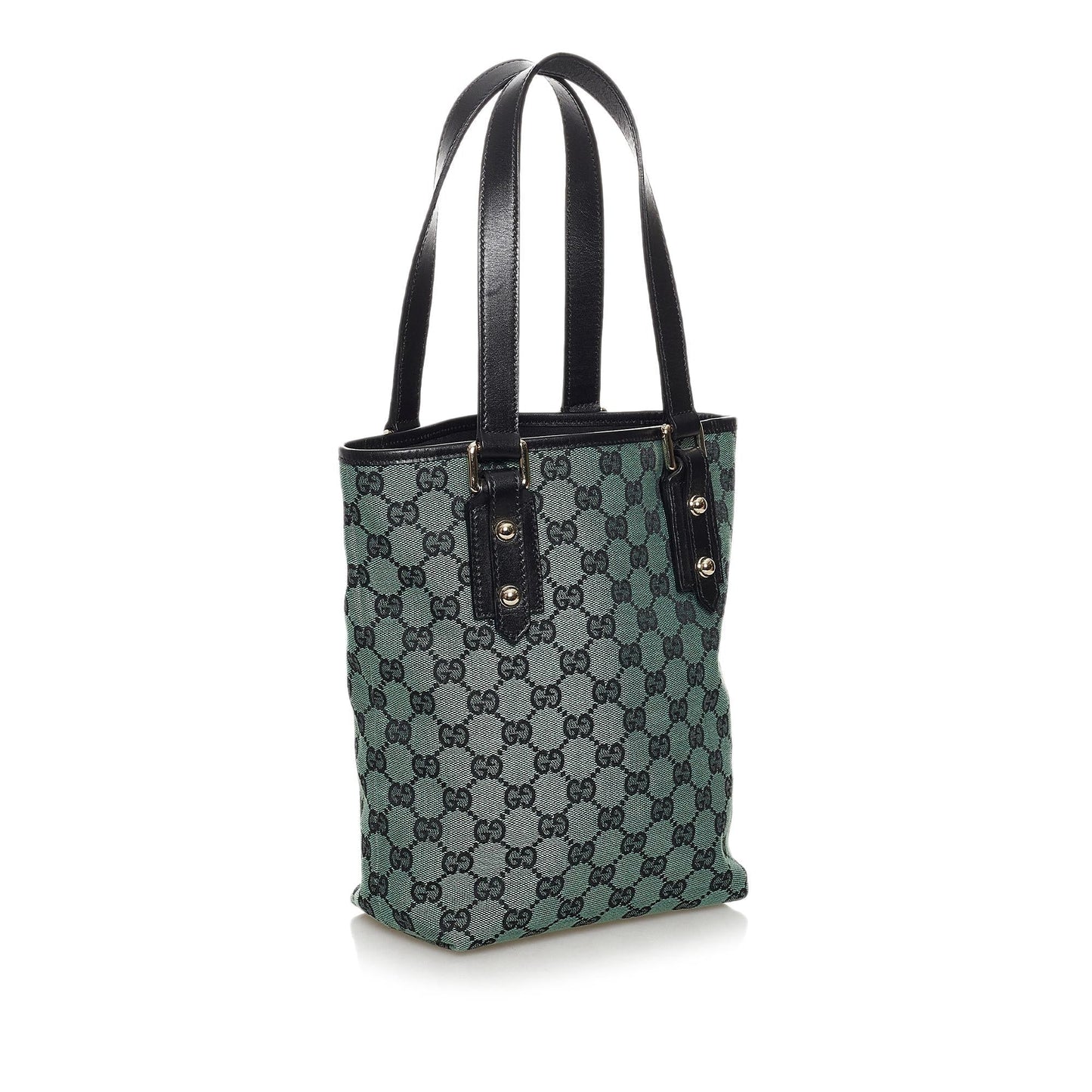 Gucci GG SHG Canvas Calf Blue Grey Satchel Bag