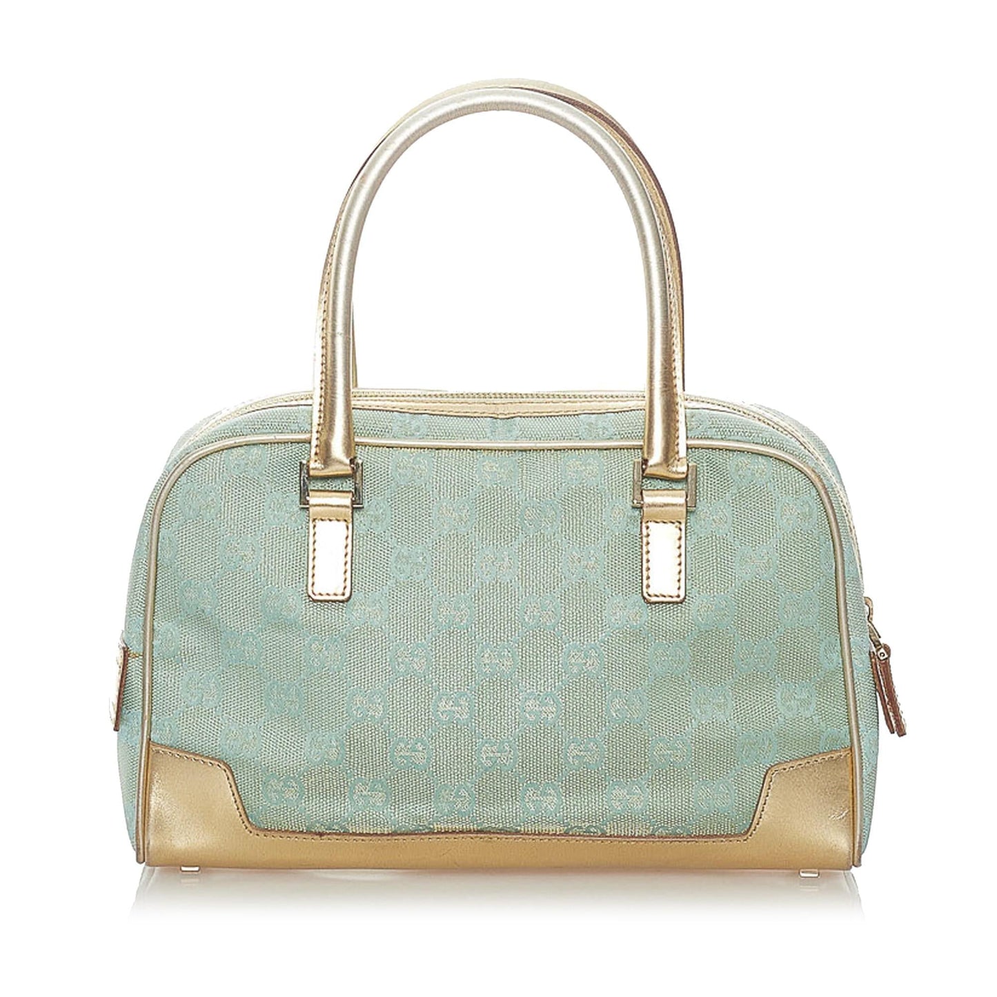 Gucci GG SHG Canvas Blue Gold Satchel Bag
