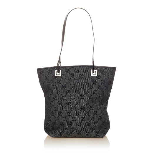 Gucci GG SHG Canvas Calf Black Grey Satchel Bag