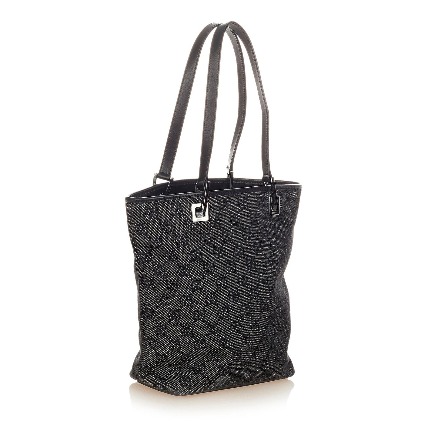 Gucci GG SHG Canvas Calf Black Grey Satchel Bag