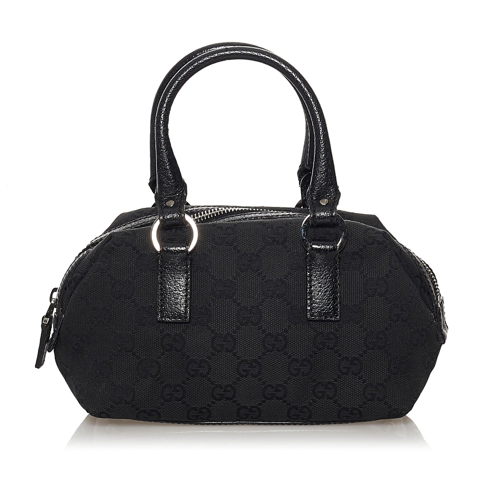 Gucci GG SHG Canvas Black Satchel Bag 7