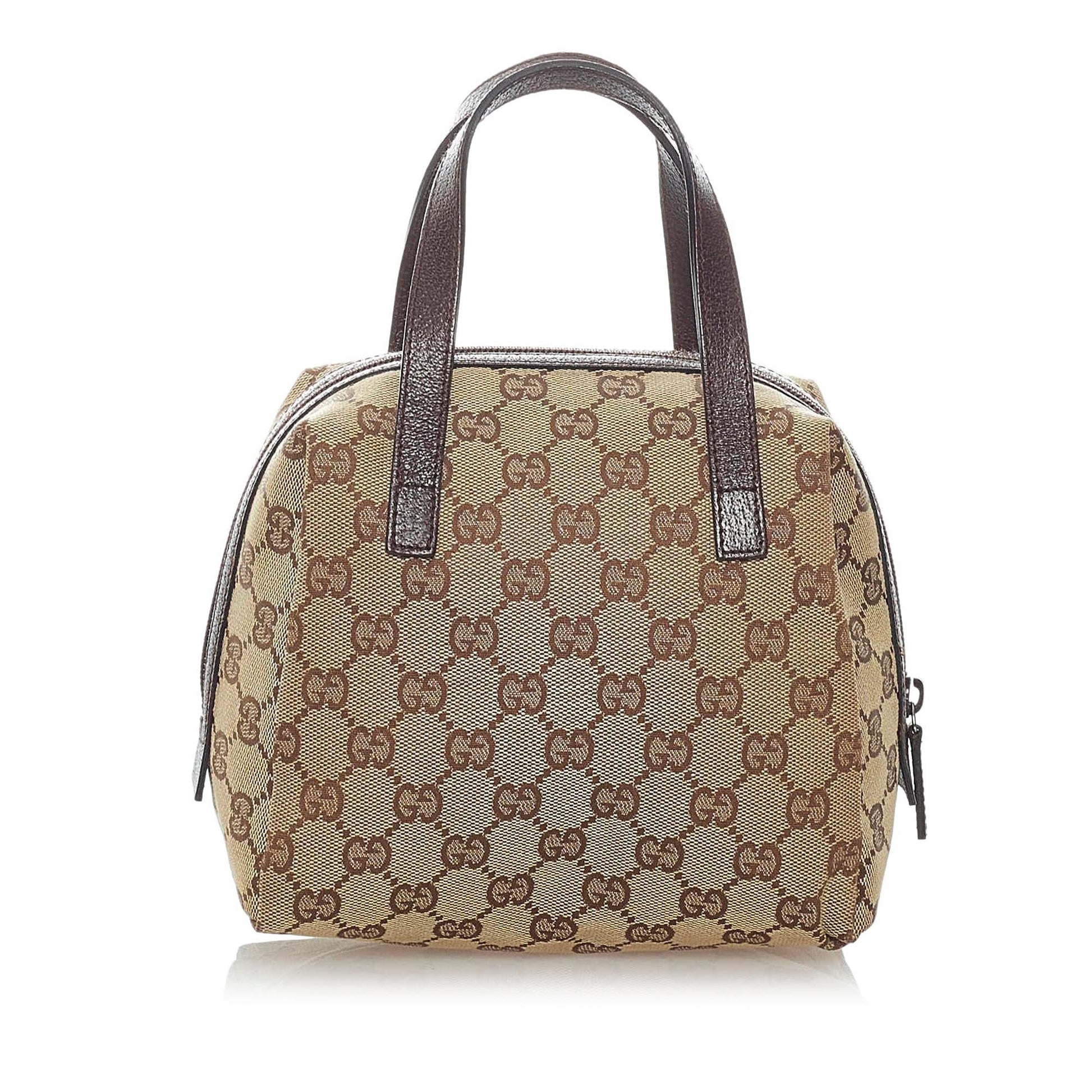 Gucci GG SHG Canvas Brown Satchel Bag 11