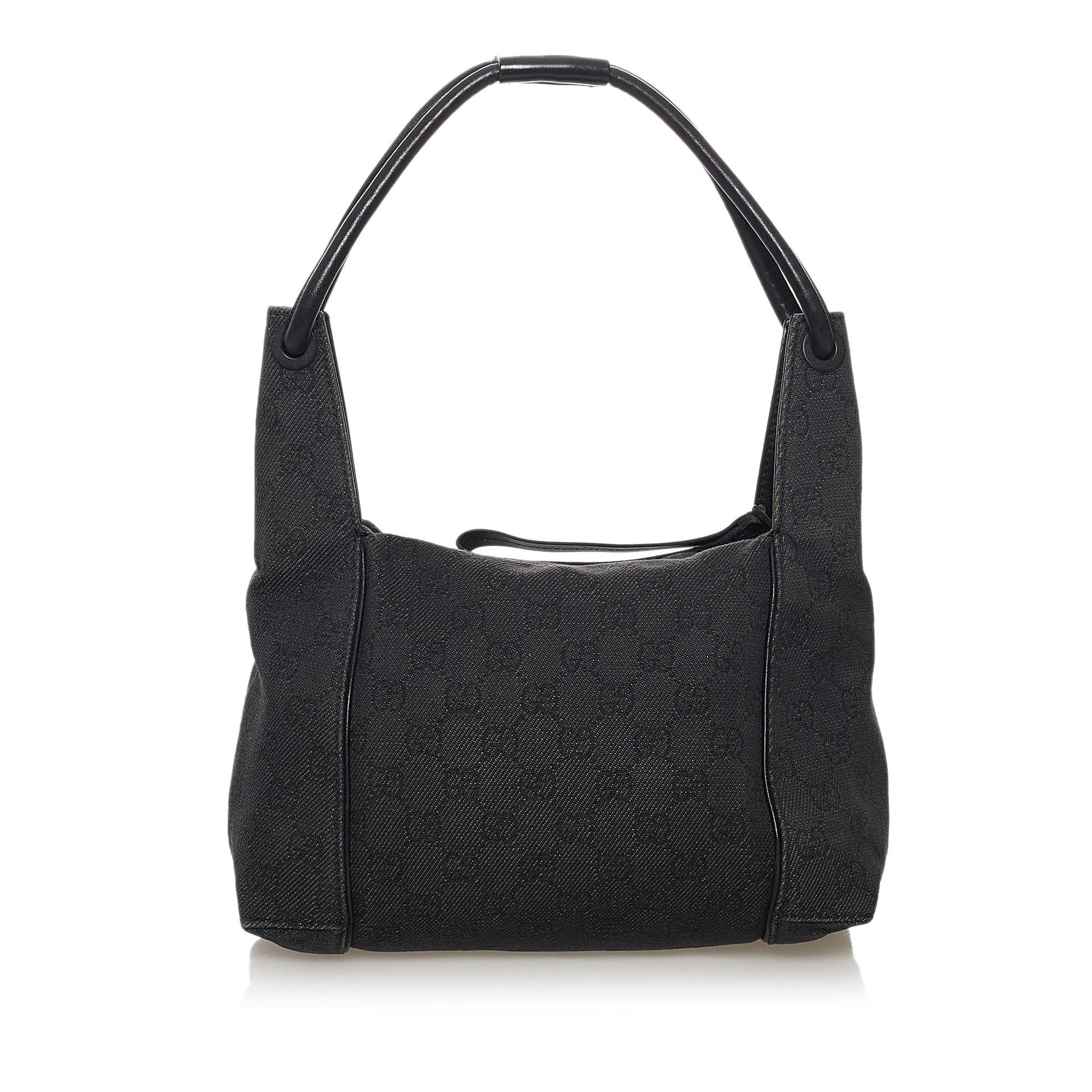 Gucci GG SHG Canvas Black Satchel Bag 6