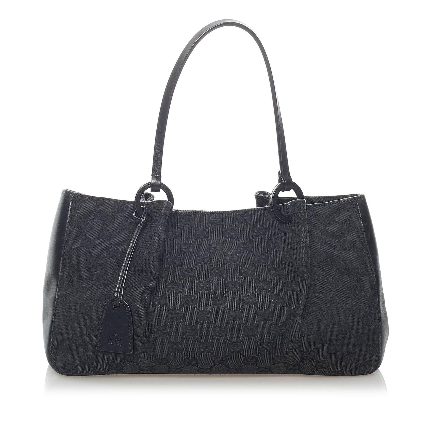 Gucci GG SHG Canvas Calf Black Satchel Bag 4