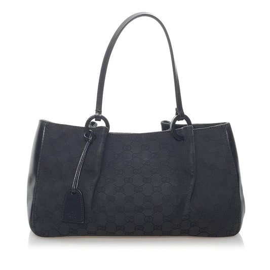 Gucci GG SHG Canvas Calf Black Satchel Bag 4