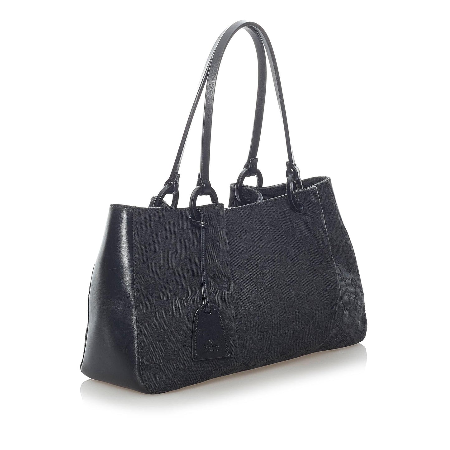 Gucci GG SHG Canvas Calf Black Satchel Bag 4