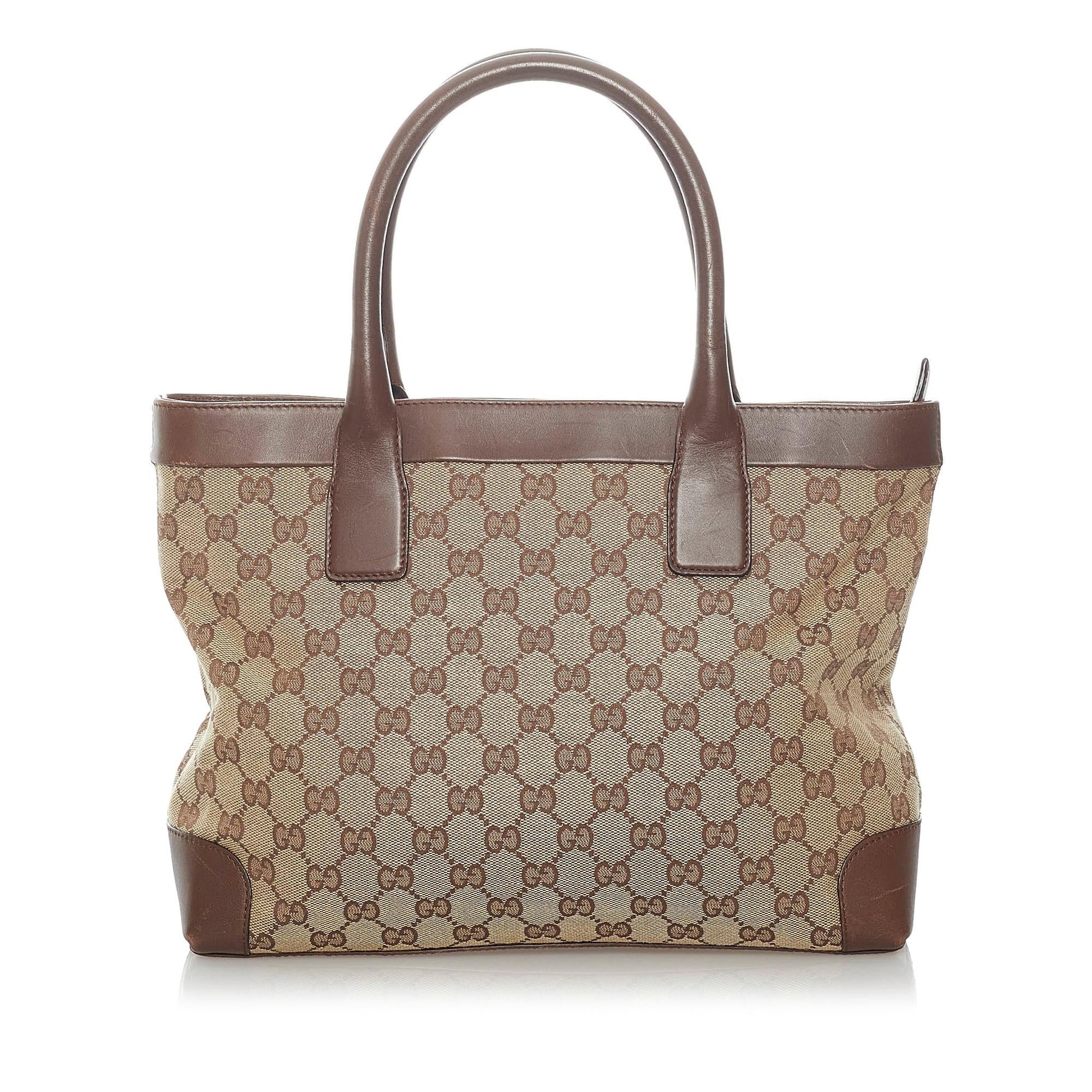 Gucci GG SHG Canvas Brown Satchel Bag 10