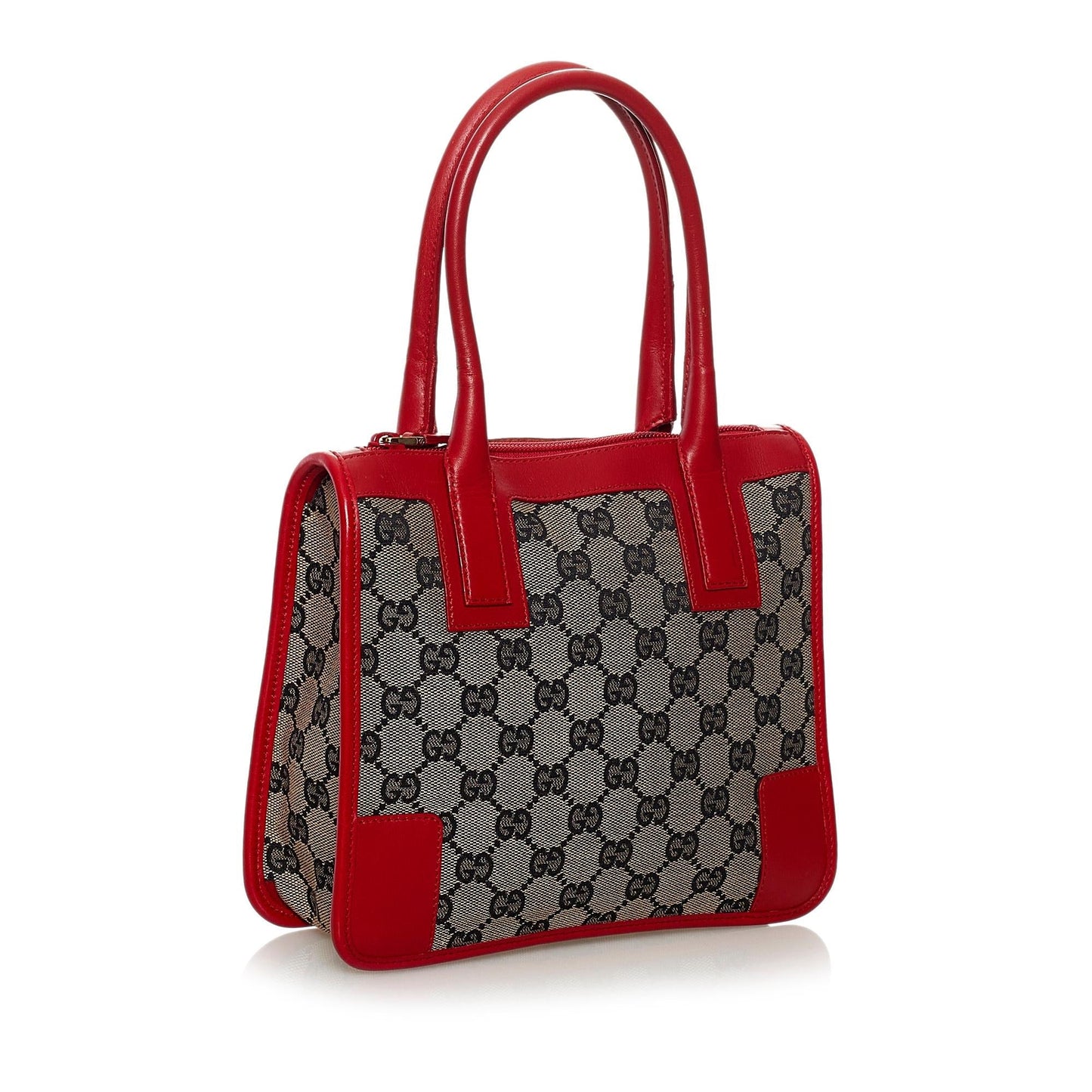 Gucci GG SHG Canvas Red Grey Satchel Bag