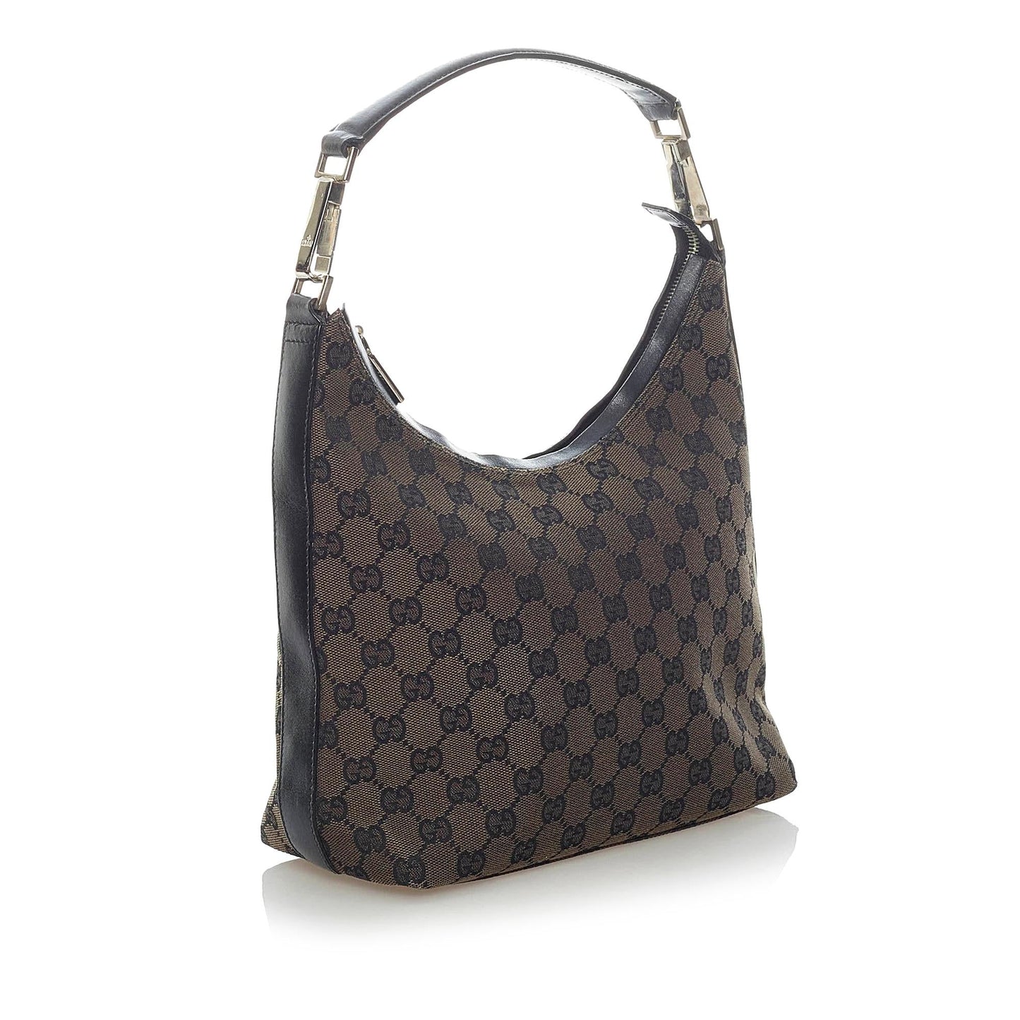Gucci GG SHG Canvas Calf Brown Satchel Bag Handbag Shg