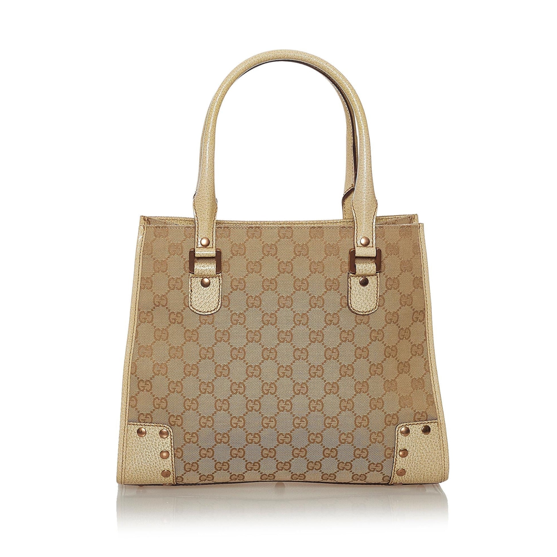 Gucci GG SHG Canvas Brown Satchel Bag Handbag Shg