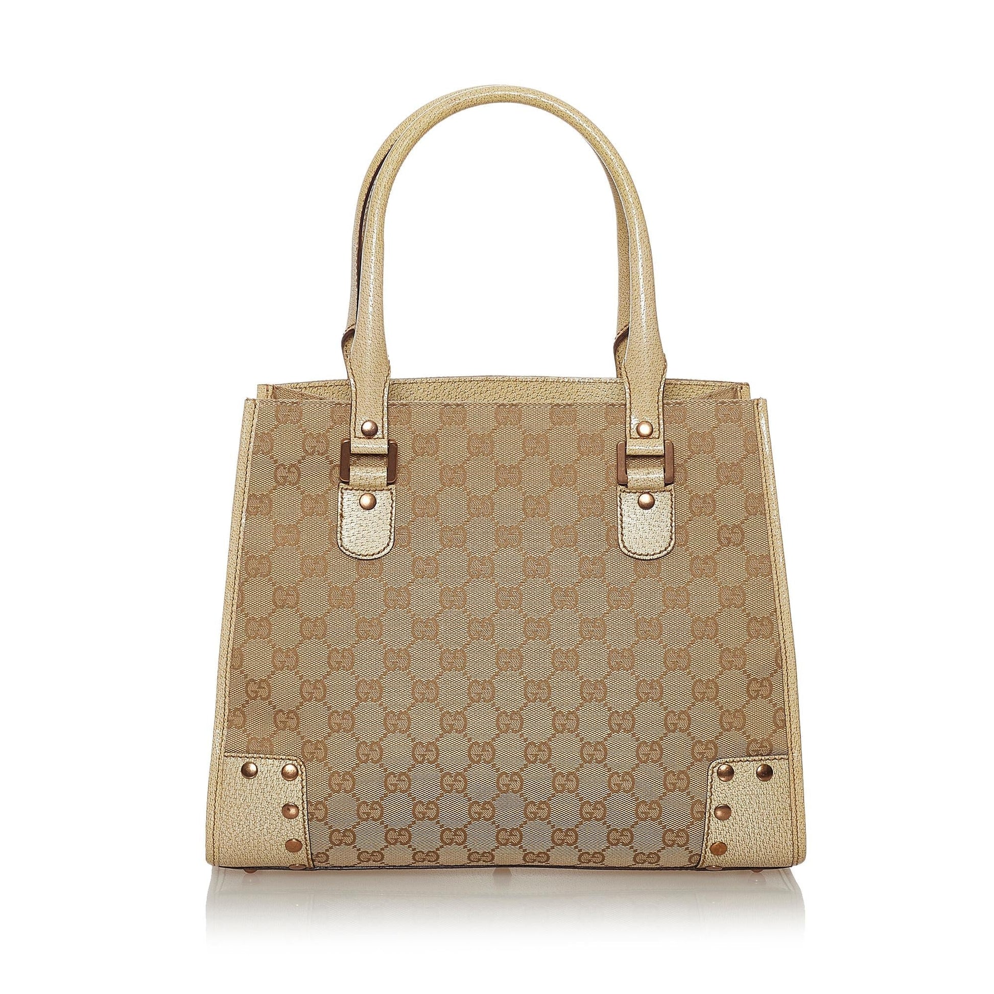Gucci GG SHG Canvas Brown Satchel Bag Handbag Shg