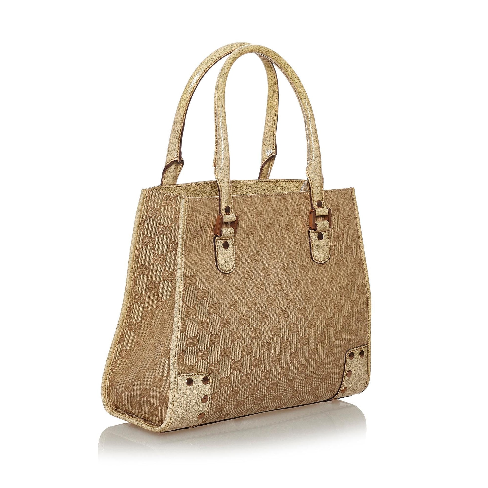 Gucci GG SHG Canvas Brown Satchel Bag Handbag Shg