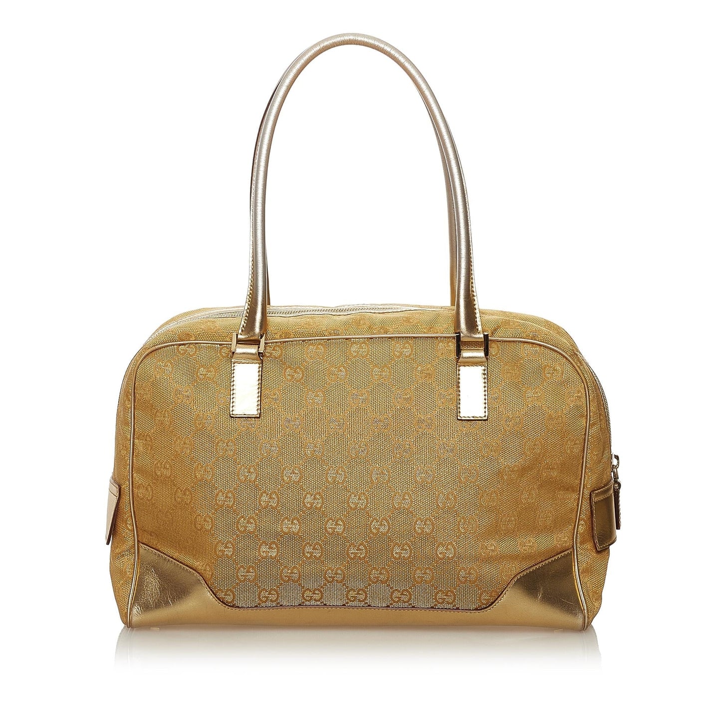 Gucci GG SHG Canvas Calf Gold Satchel Bag