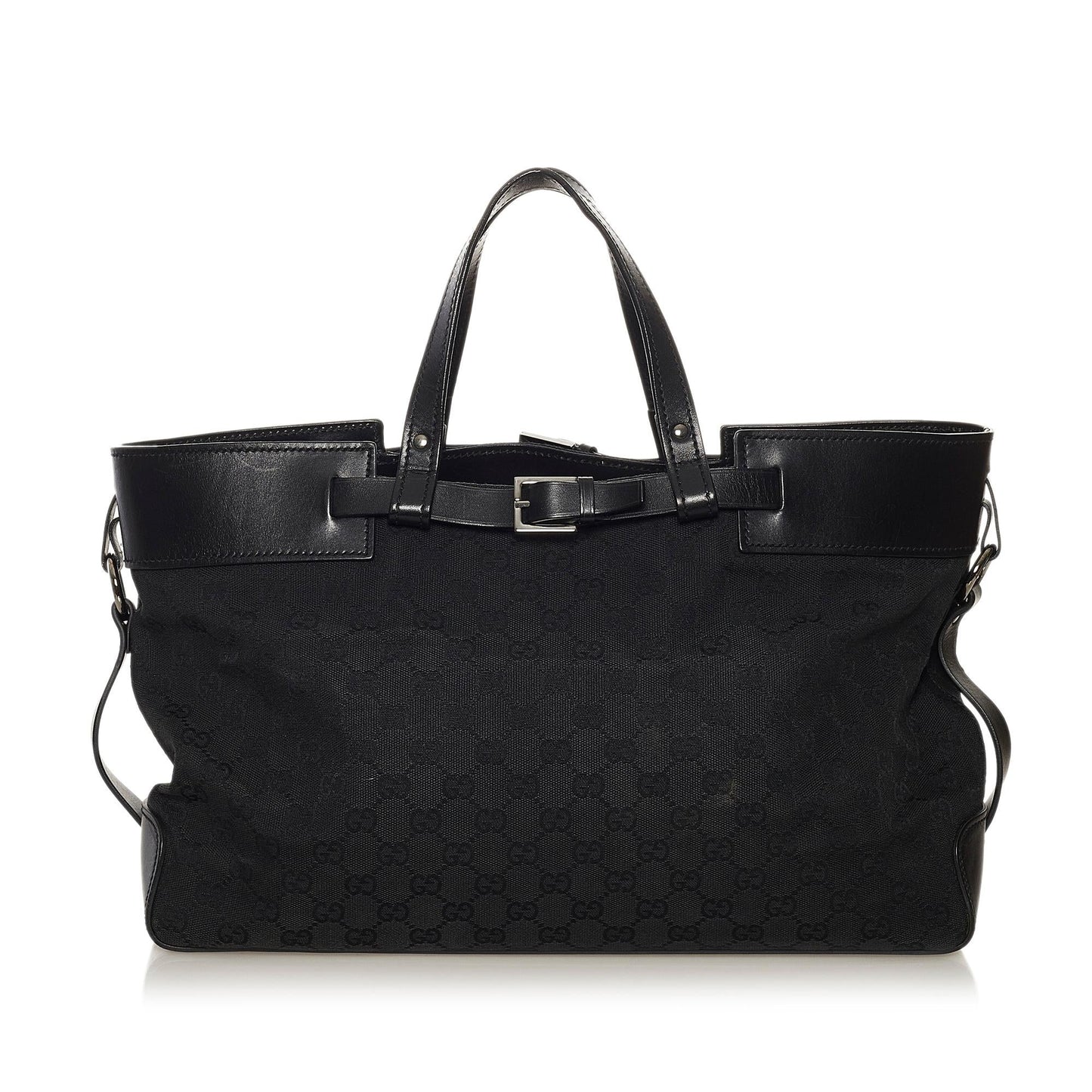 Gucci GG SHG Canvas Calf Black Satchel Bag