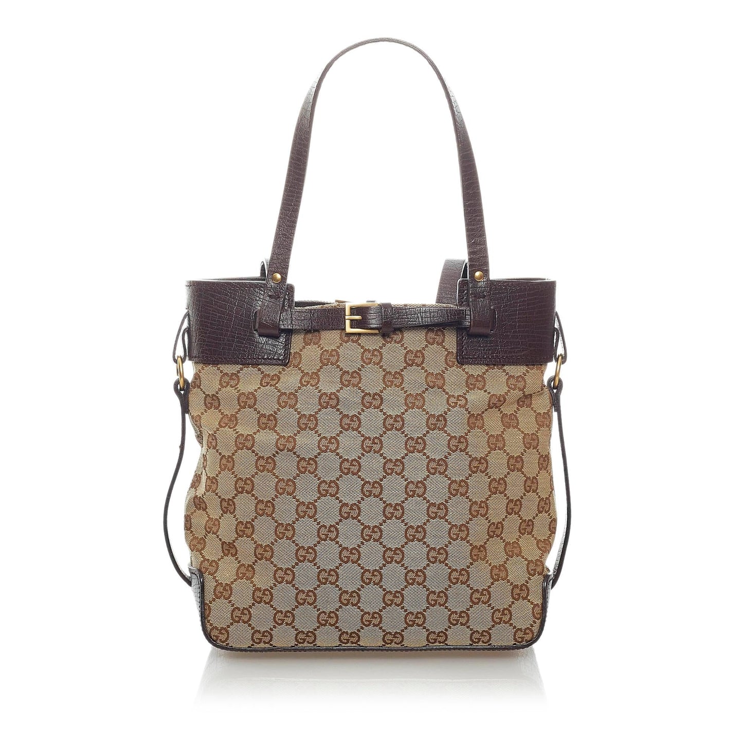 Gucci GG SHG Canvas Calf Brown Satchel Bag 3