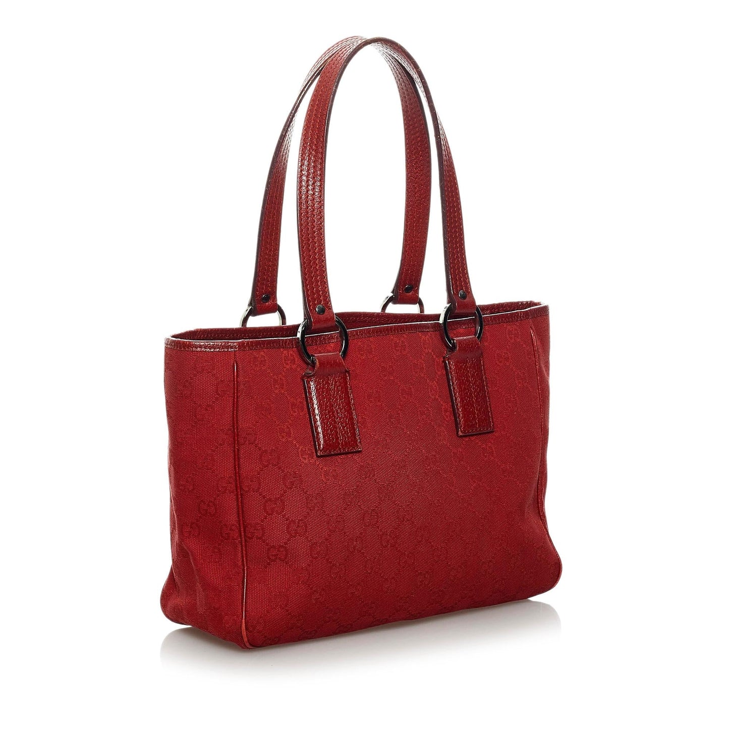 Gucci GG SHG Canvas Red Satchel Bag Handbag Shg