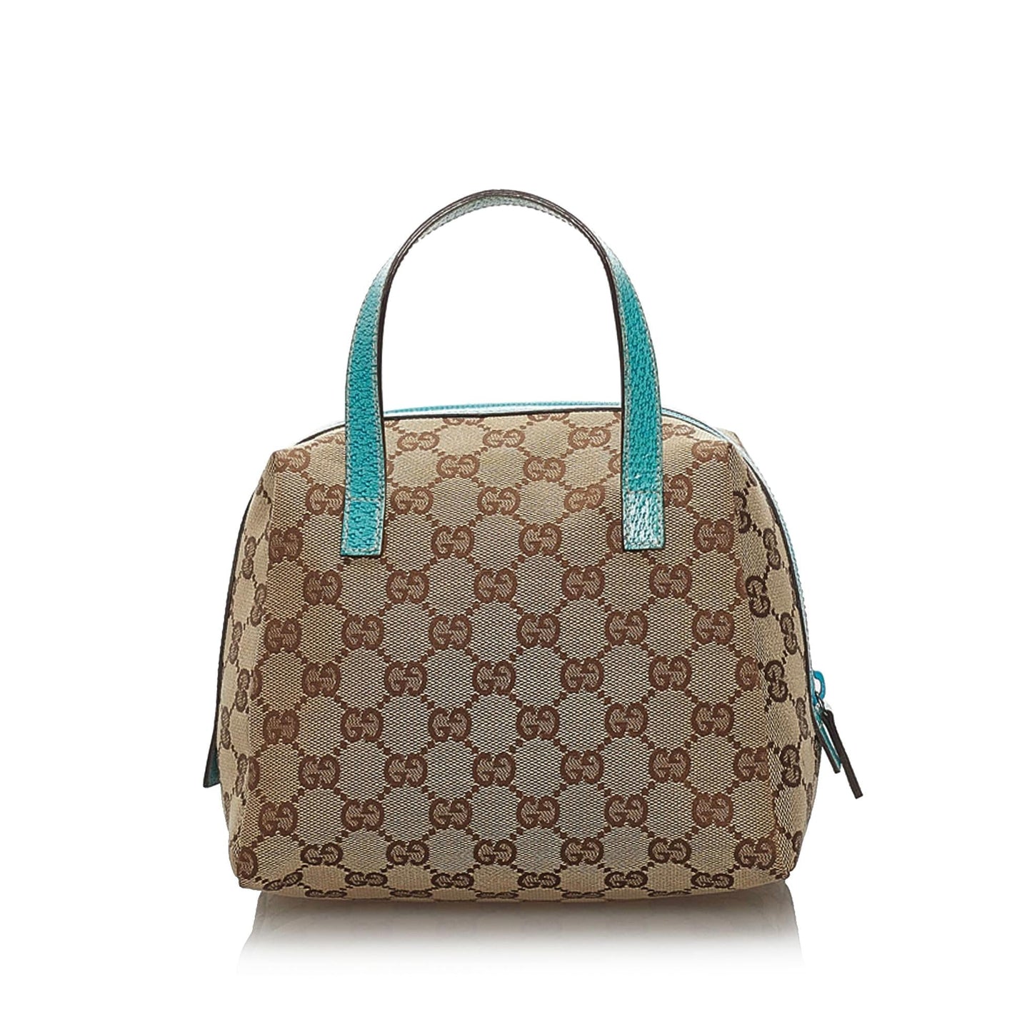Gucci GG SHG Canvas Brown Blue Satchel Bag