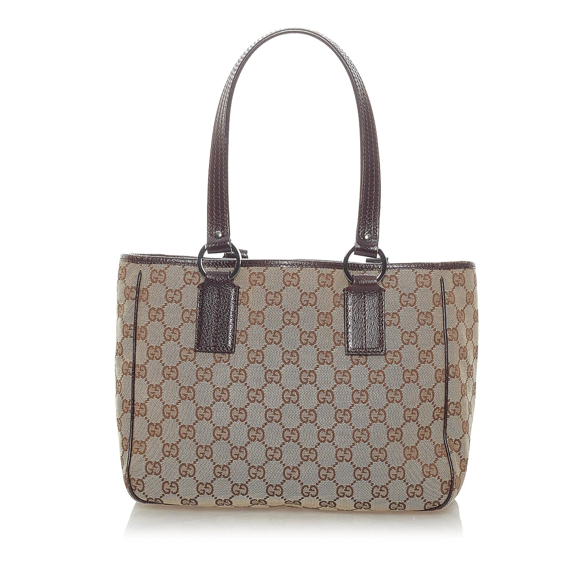 Gucci GG SHG Canvas Brown Satchel Bag 4