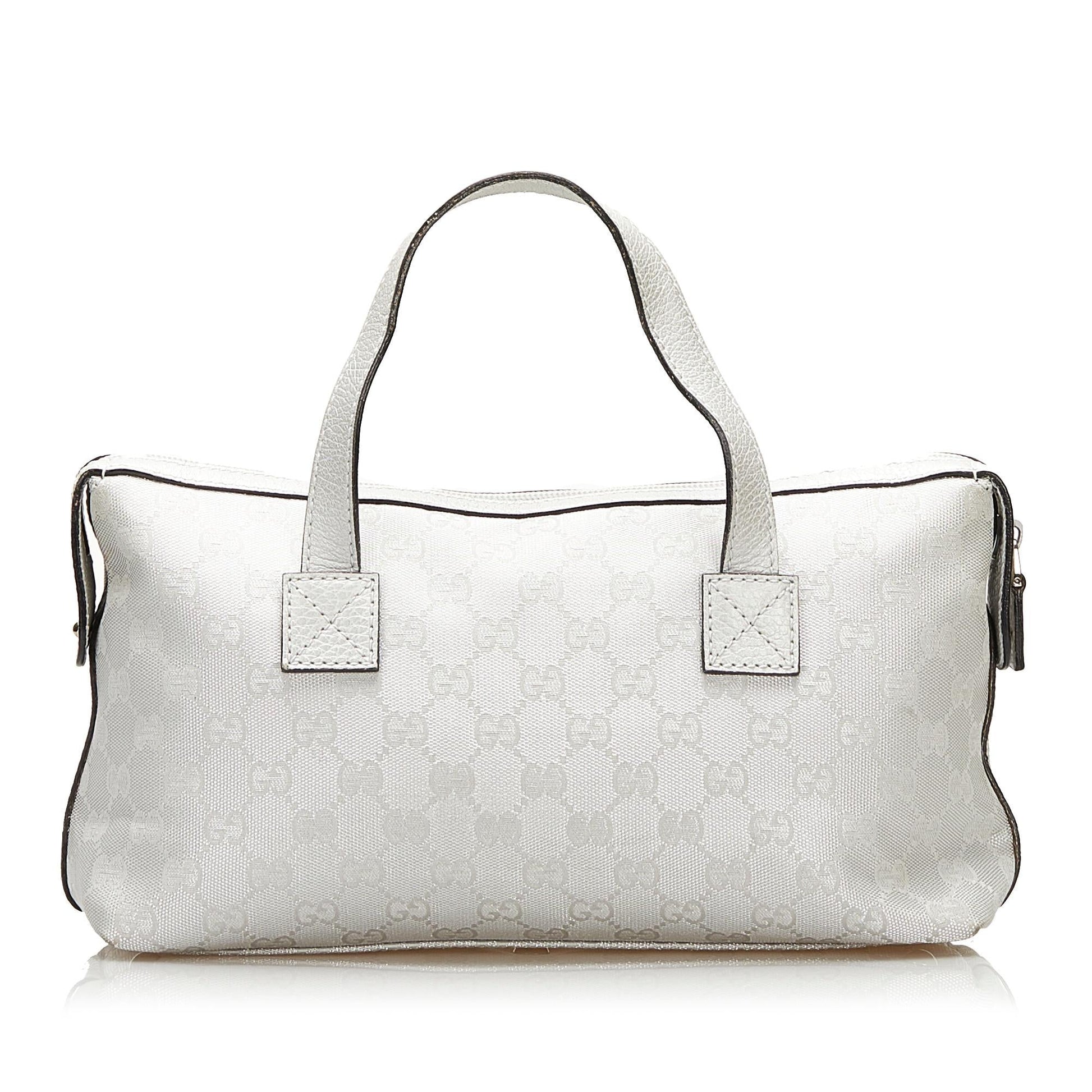 Gucci GG SHG Canvas White Silver Satchel Bag