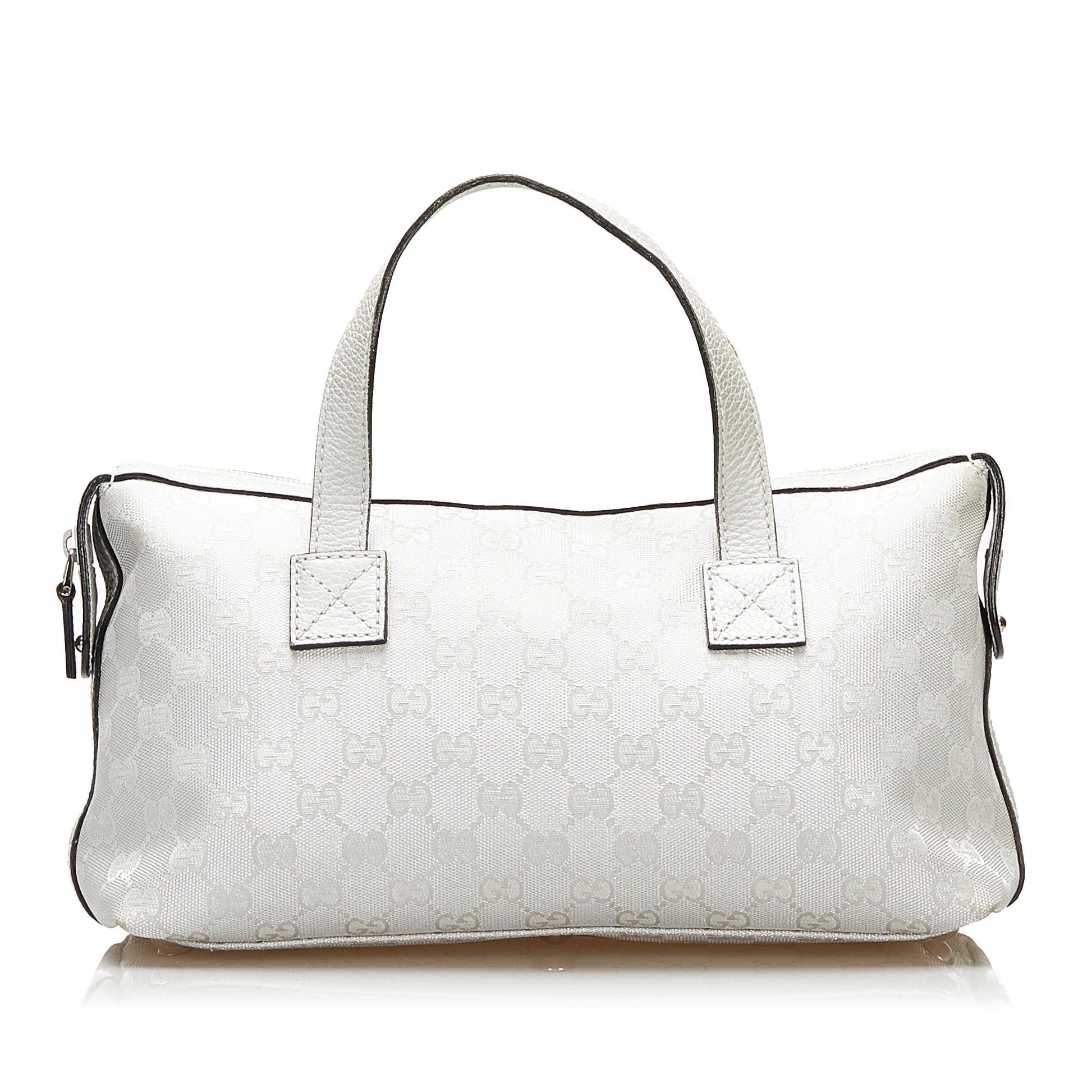 Gucci GG SHG Canvas White Silver Satchel Bag