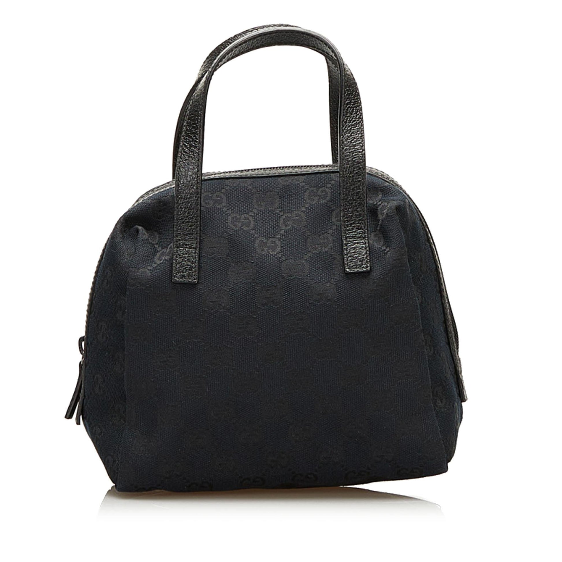 Gucci GG SHG Canvas Black Satchel Bag Handbag Shg