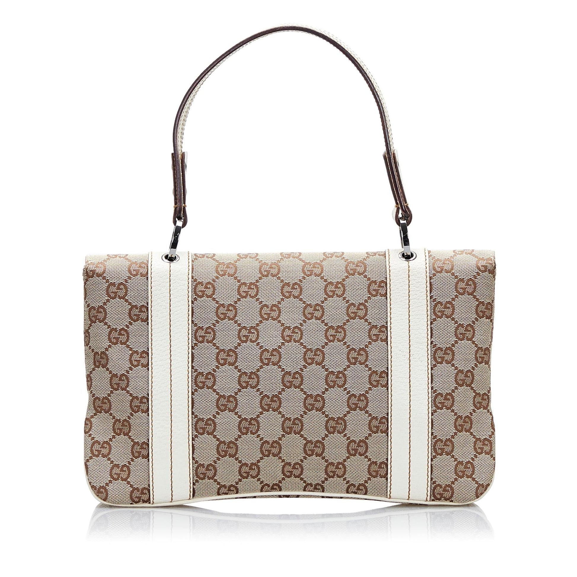 Gucci GG SHG Canvas Brown Satchel Bag 5