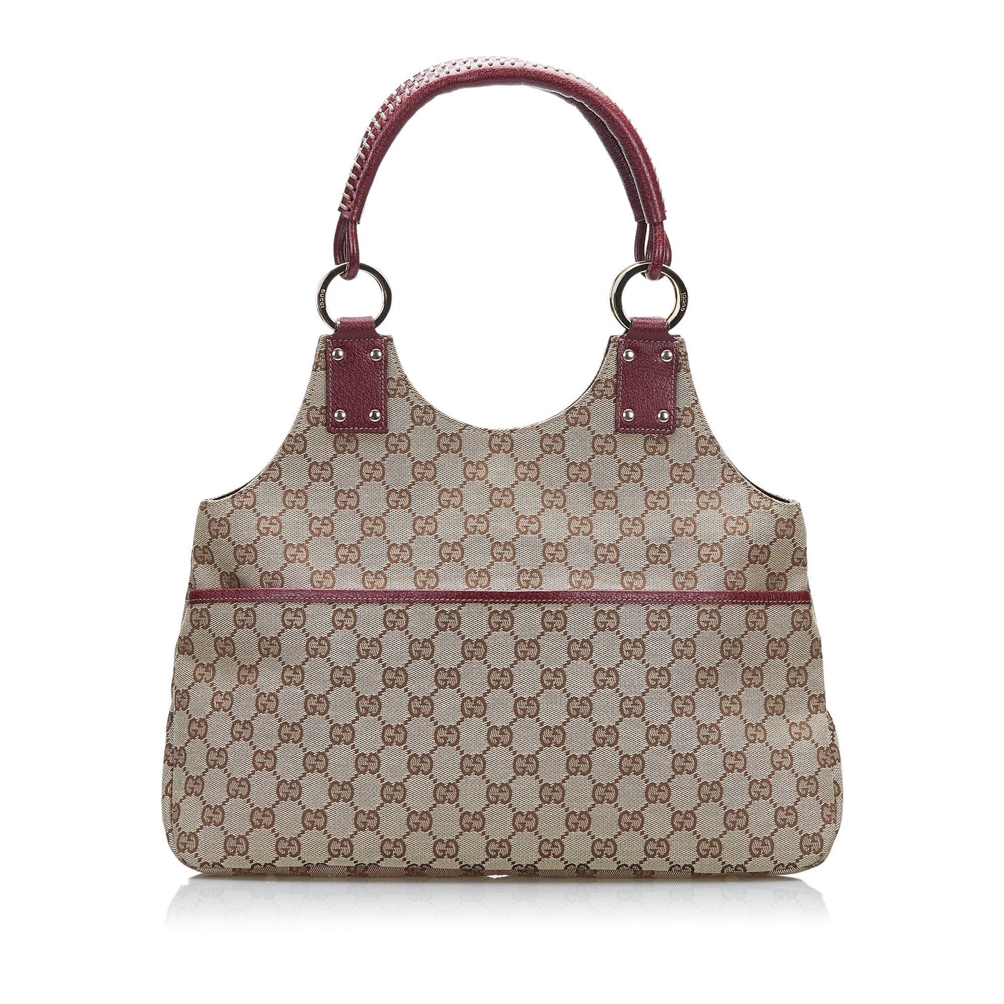 Gucci GG SHG-JyzxZr Canvas Calf Brown Red Satchel Bag