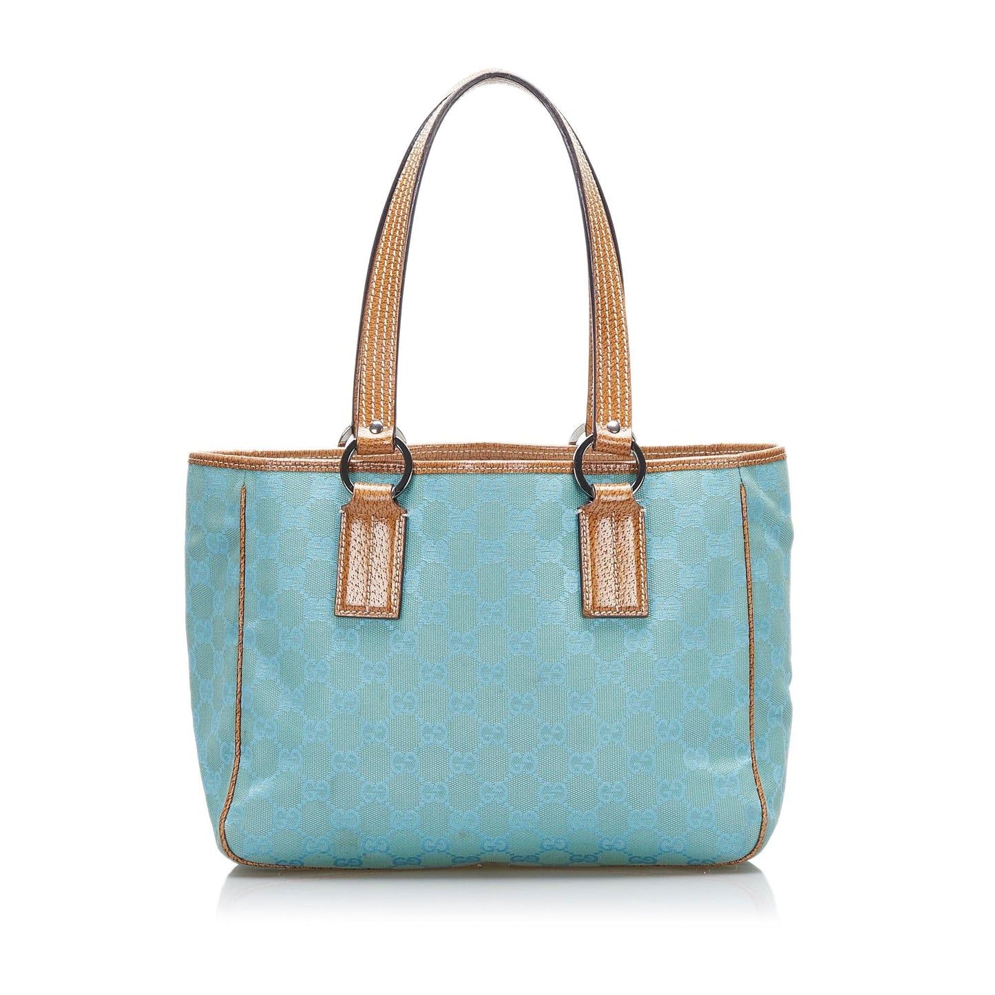 Gucci GG SHG-FpP08A Canvas Calf Brown Blue Satchel Bag