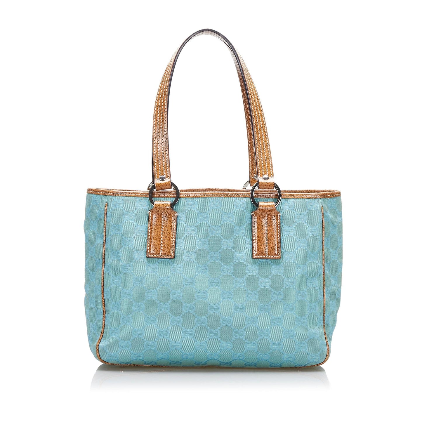 Gucci GG SHG-FpP08A Canvas Calf Brown Blue Satchel Bag
