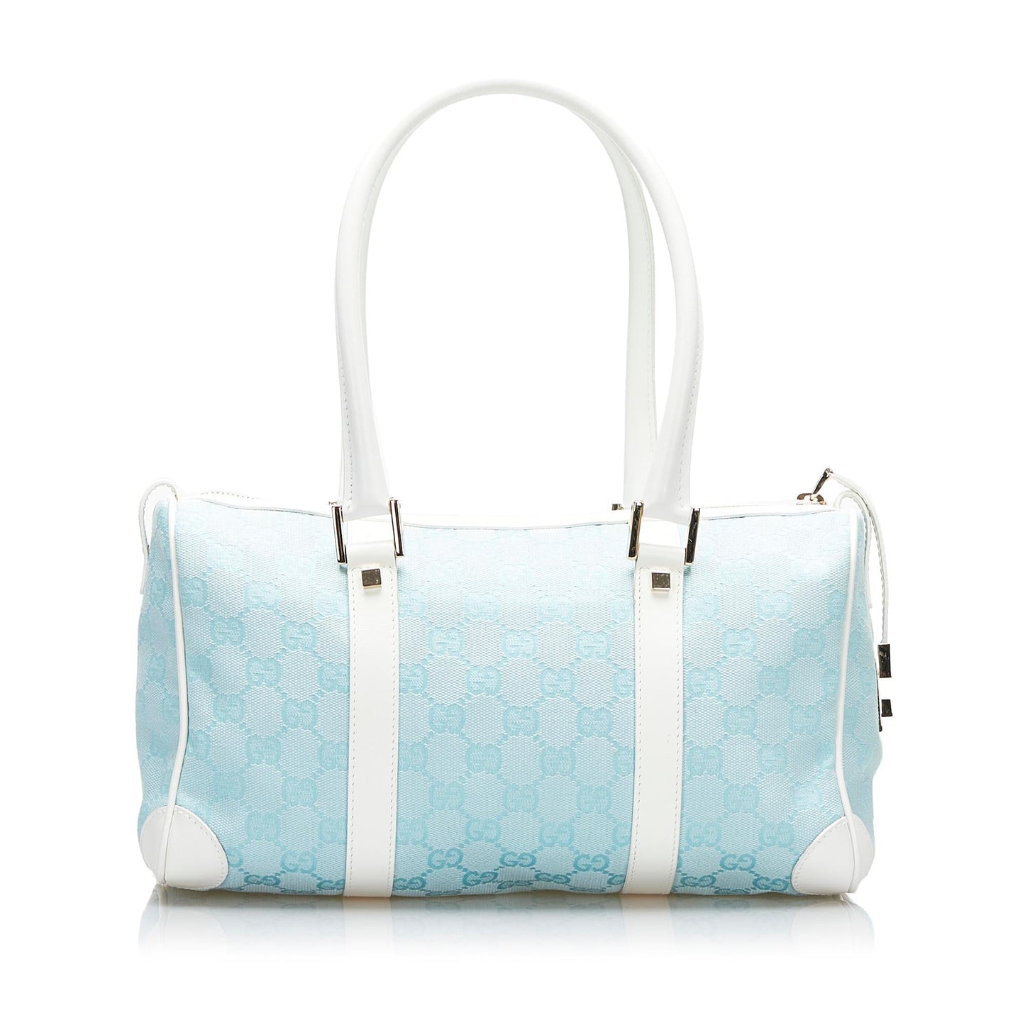 Gucci GG SHG-v8RxJI Canvas Calf White Blue Satchel Bag