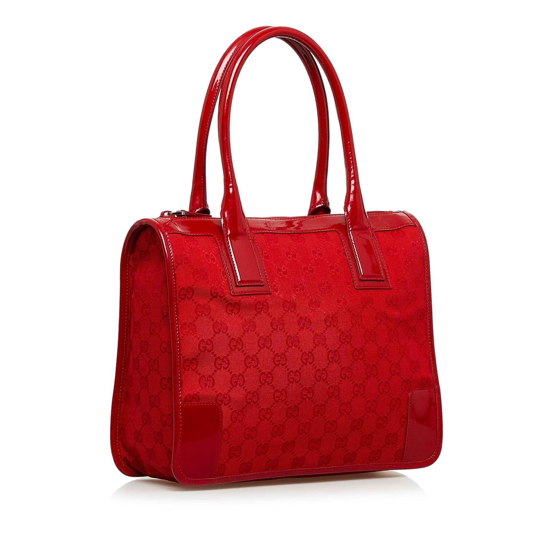 Gucci GG SHG-QIxAhS Canvas Red Satchel Bag
